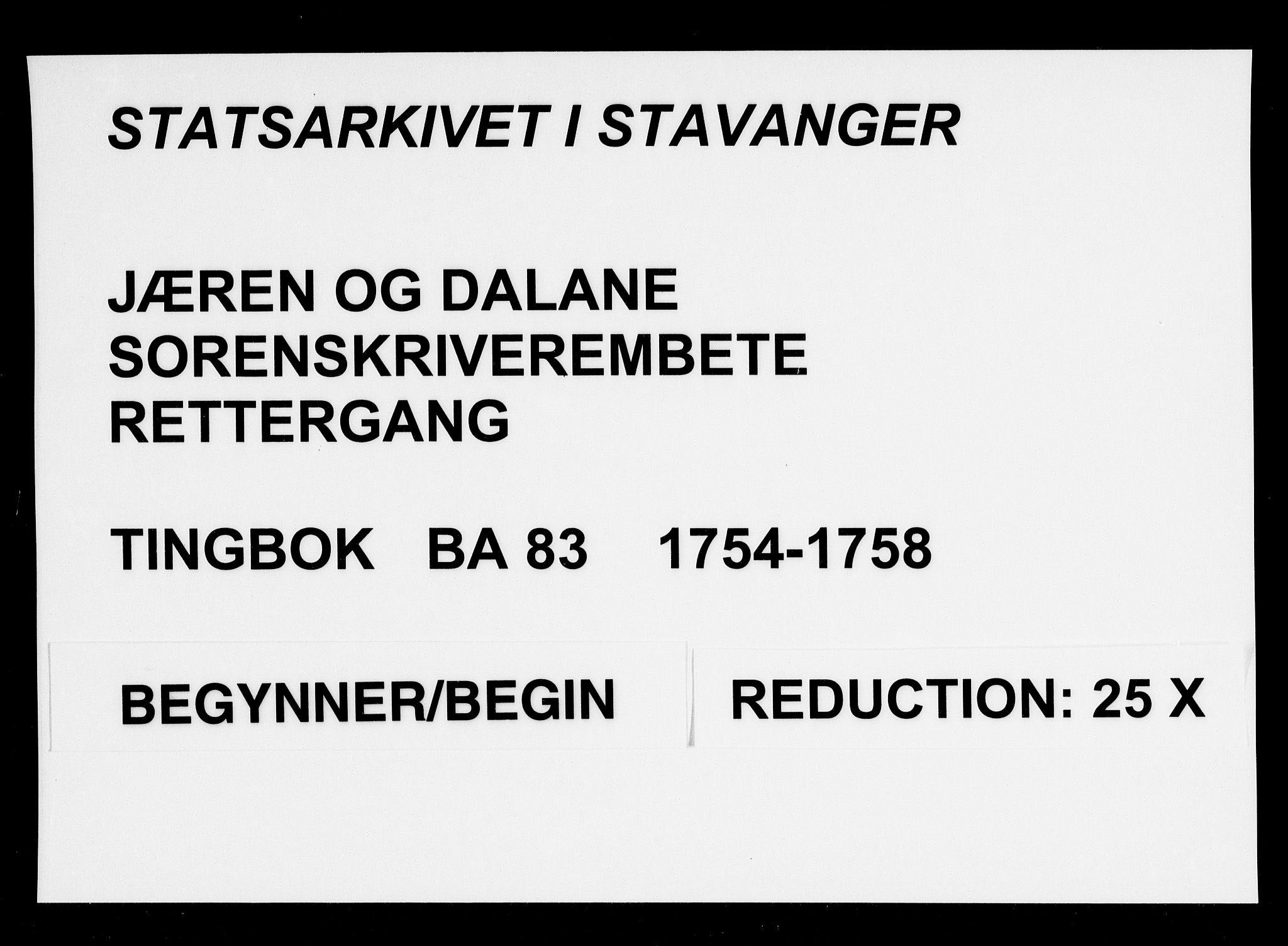 Jæren og Dalane sorenskriveri, SAST/A-100306/3/30/30BA/L0083: TINGBOK, 1754-1758