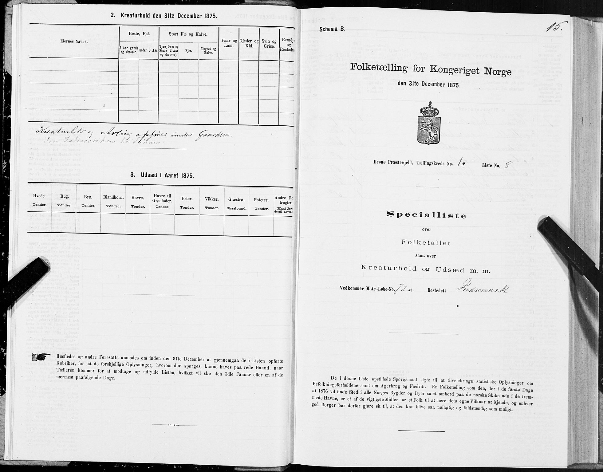 SAT, Folketelling 1875 for 1814P Brønnøy prestegjeld, 1875, s. 1015