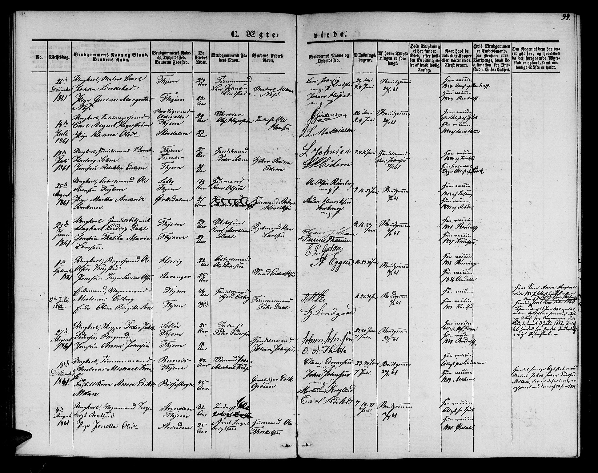Ministerialprotokoller, klokkerbøker og fødselsregistre - Sør-Trøndelag, SAT/A-1456/602/L0111: Ministerialbok nr. 602A09, 1844-1867, s. 94
