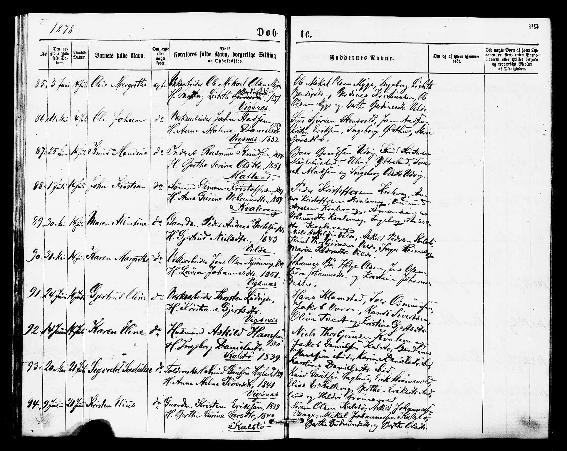 Avaldsnes sokneprestkontor, AV/SAST-A -101851/H/Ha/Haa/L0013: Ministerialbok nr. A 13, 1876-1879, s. 29