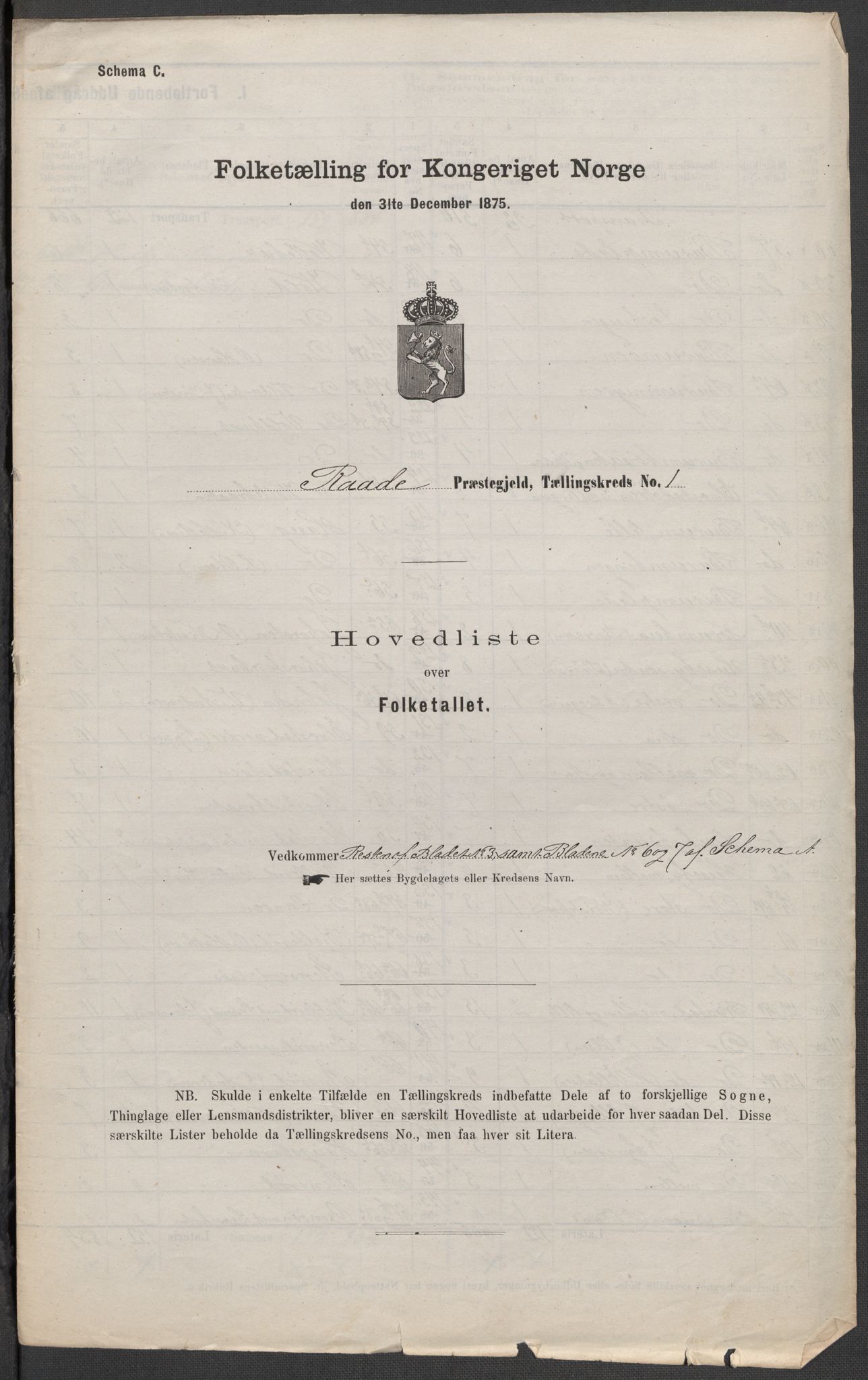 RA, Folketelling 1875 for 0135P Råde prestegjeld, 1875, s. 4