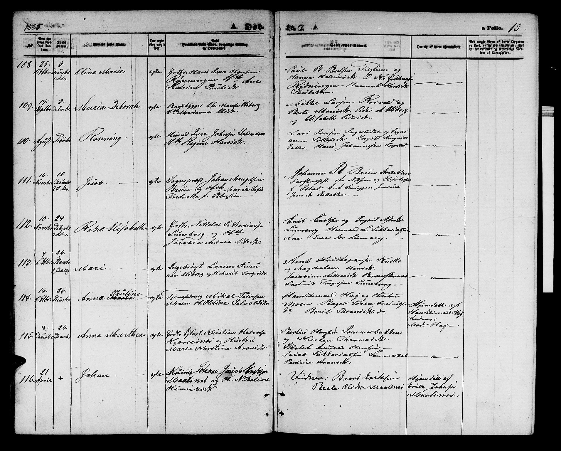 Målselv sokneprestembete, AV/SATØ-S-1311/G/Ga/Gab/L0002klokker: Klokkerbok nr. 2, 1865-1873, s. 13