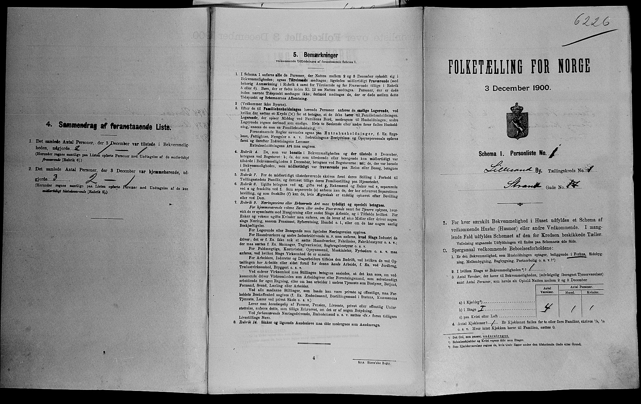 SAK, Folketelling 1900 for 0905 Lillesand ladested, 1900, s. 185
