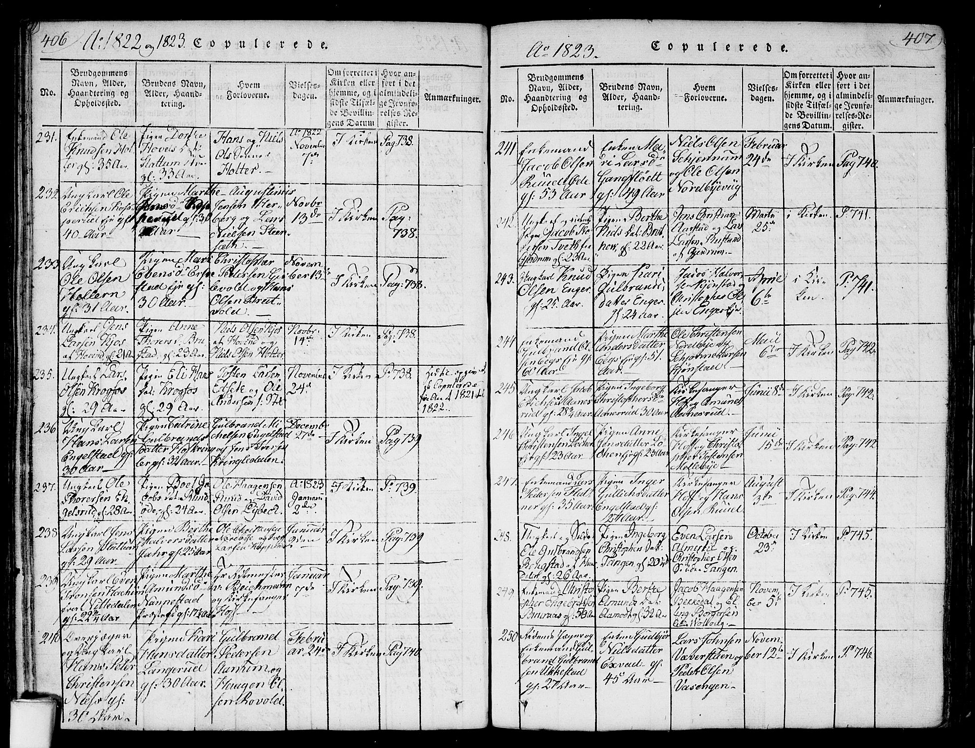 Nannestad prestekontor Kirkebøker, AV/SAO-A-10414a/F/Fa/L0009: Ministerialbok nr. I 9, 1815-1840, s. 406-407