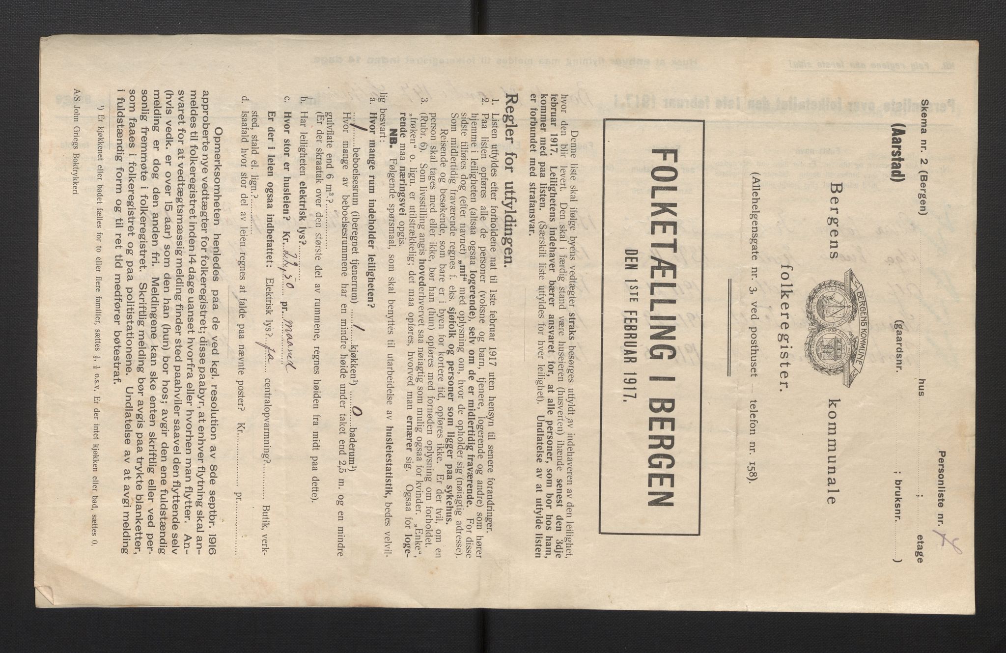 SAB, Kommunal folketelling 1917 for Bergen kjøpstad, 1917, s. 48663