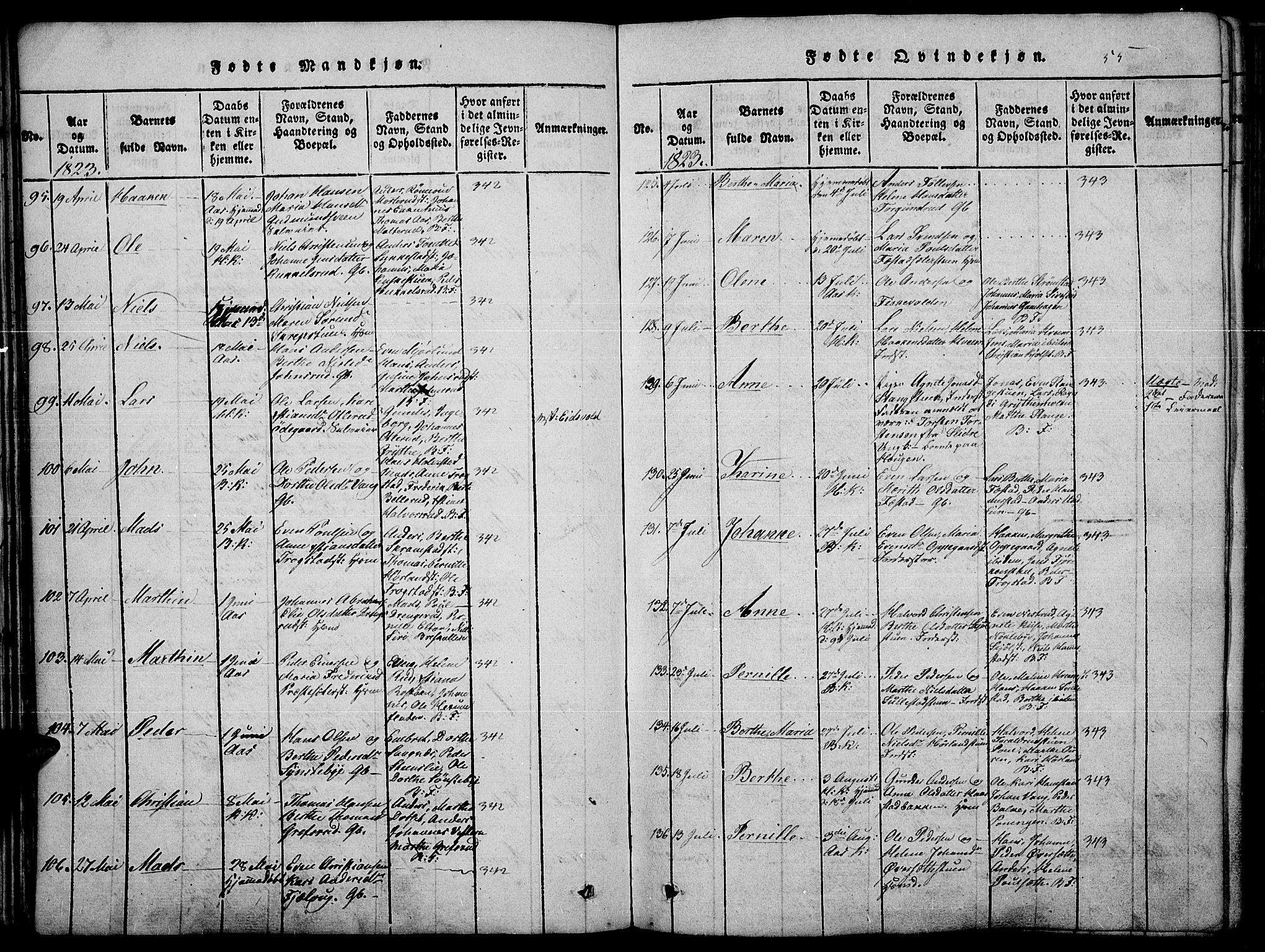 Toten prestekontor, SAH/PREST-102/H/Ha/Haa/L0010: Ministerialbok nr. 10, 1820-1828, s. 55