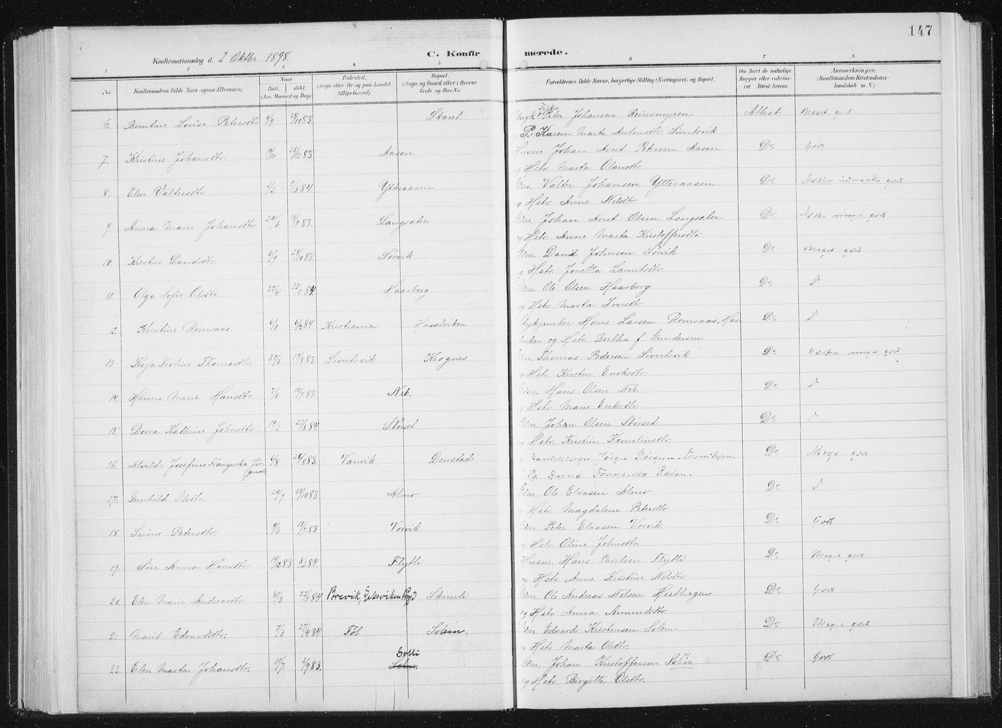 Ministerialprotokoller, klokkerbøker og fødselsregistre - Sør-Trøndelag, SAT/A-1456/647/L0635: Ministerialbok nr. 647A02, 1896-1911, s. 147