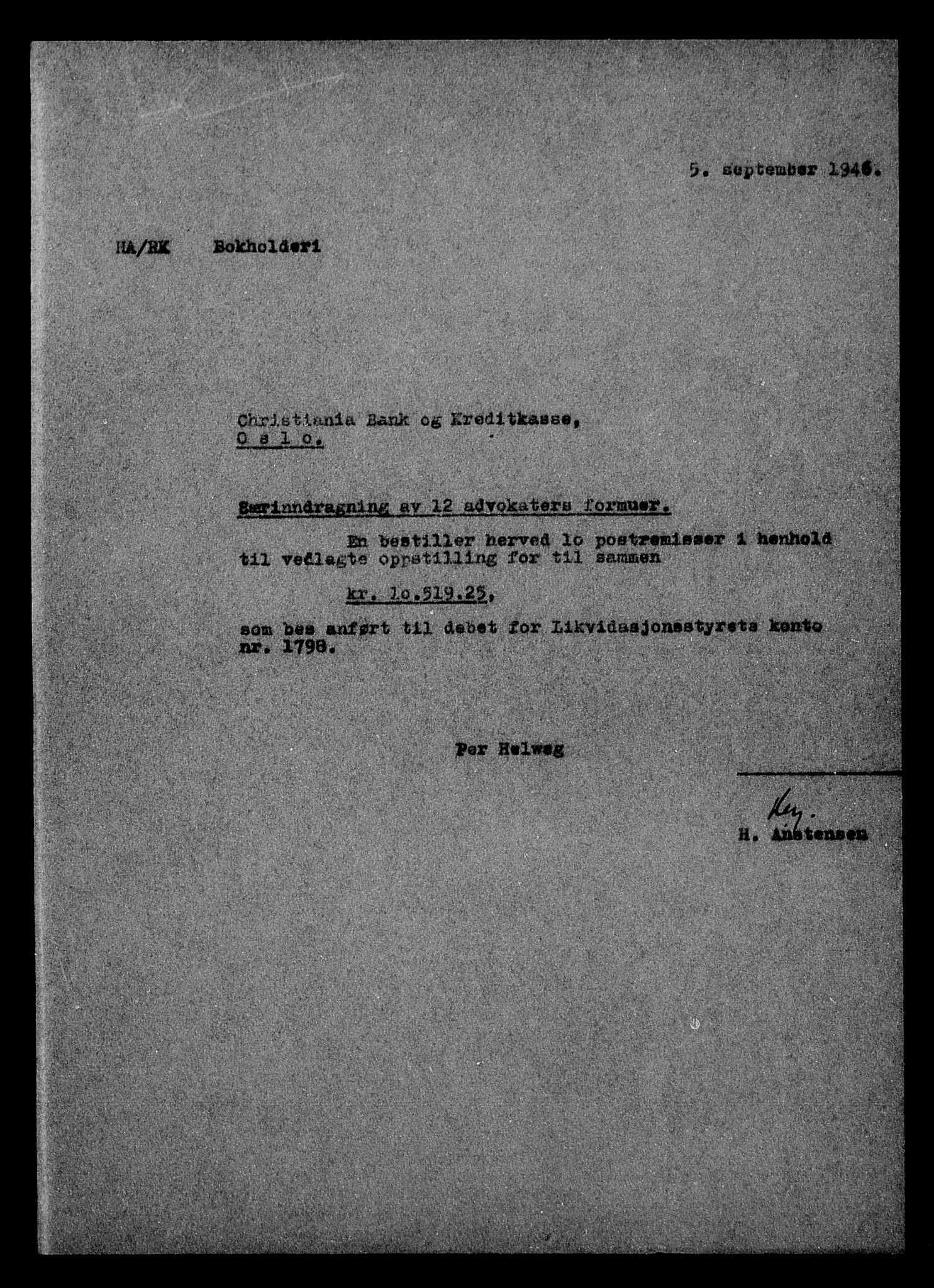 Justisdepartementet, Tilbakeføringskontoret for inndratte formuer, RA/S-1564/H/Hc/Hcd/L1009: --, 1945-1947, s. 153