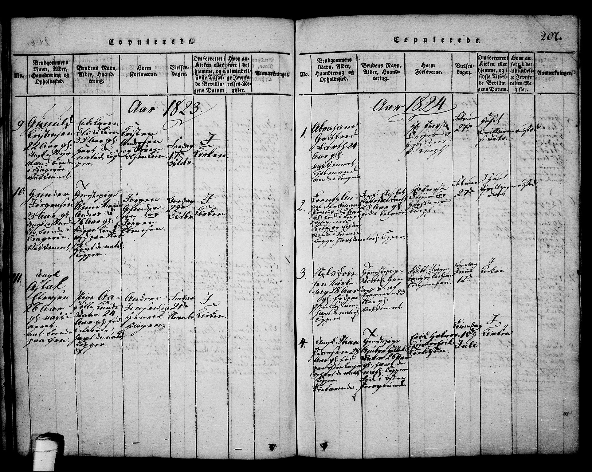 Kragerø kirkebøker, AV/SAKO-A-278/G/Ga/L0002: Klokkerbok nr. 2, 1814-1831, s. 207