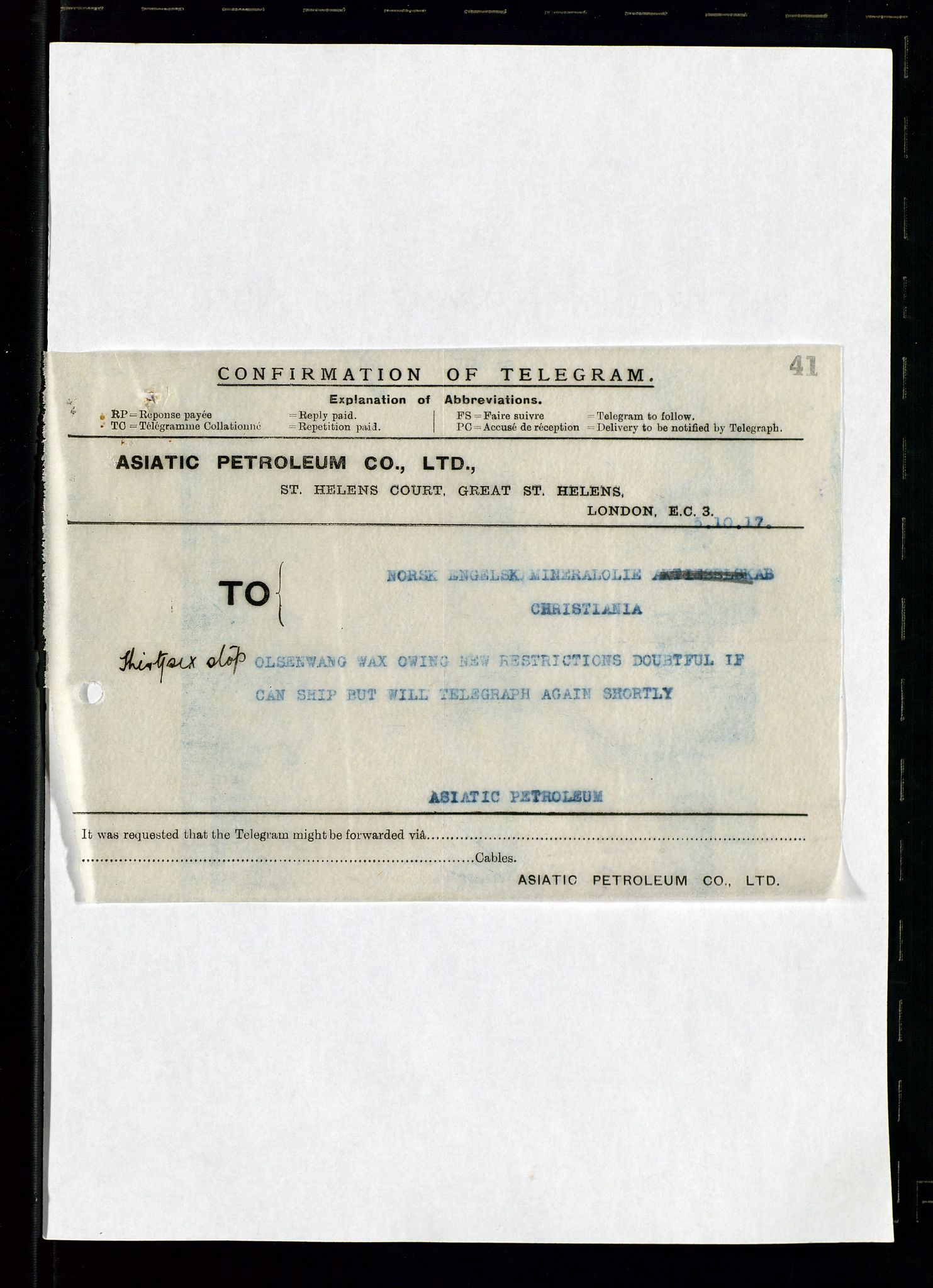 Pa 1521 - A/S Norske Shell, AV/SAST-A-101915/E/Ea/Eaa/L0001: Sjefskorrespondanse, 1917, s. 565