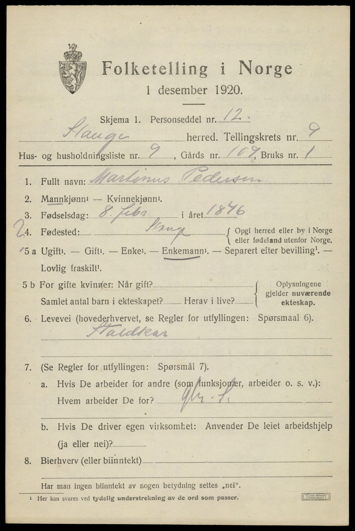 SAH, Folketelling 1920 for 0417 Stange herred, 1920, s. 14691