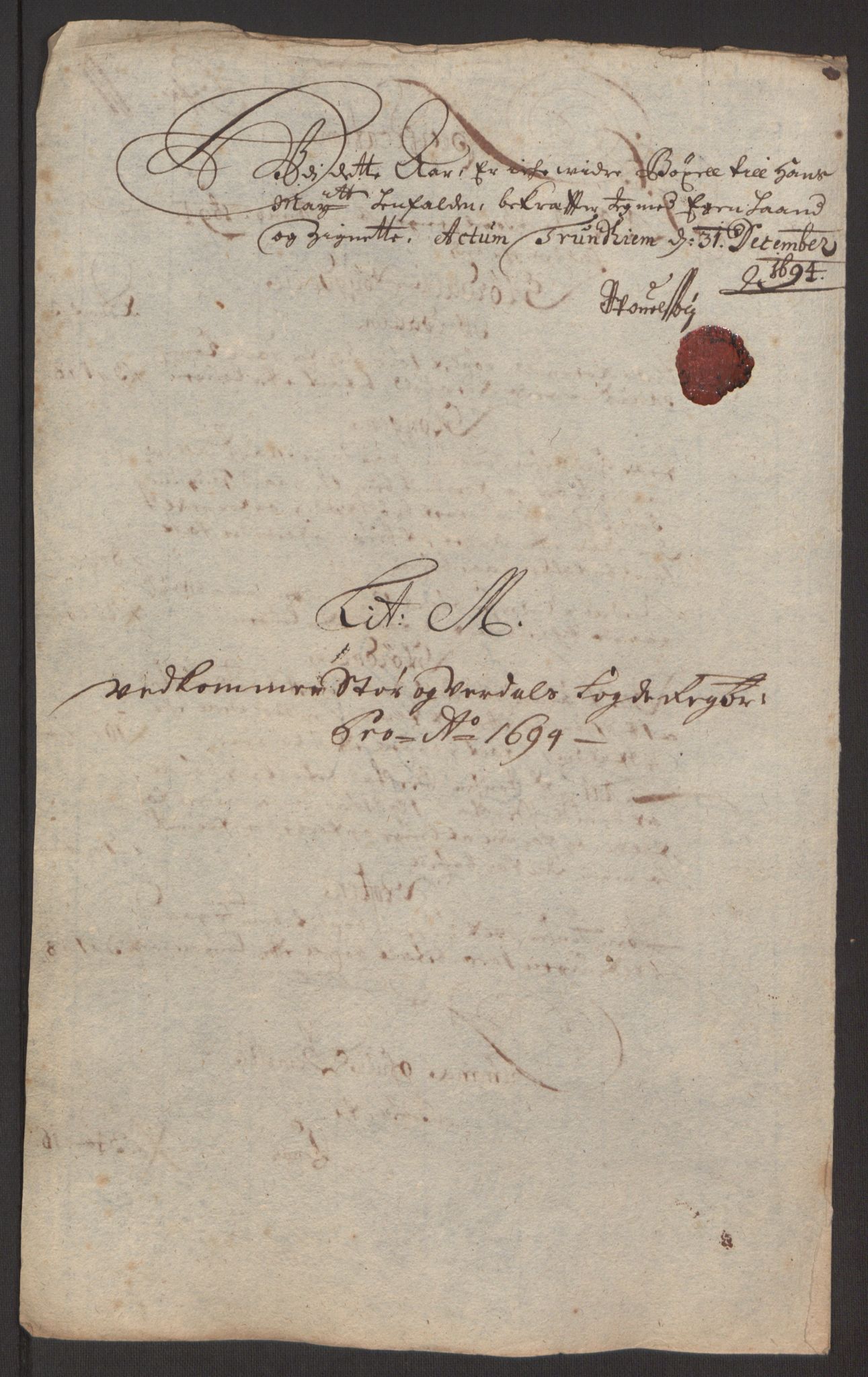 Rentekammeret inntil 1814, Reviderte regnskaper, Fogderegnskap, AV/RA-EA-4092/R62/L4186: Fogderegnskap Stjørdal og Verdal, 1693-1694, s. 249