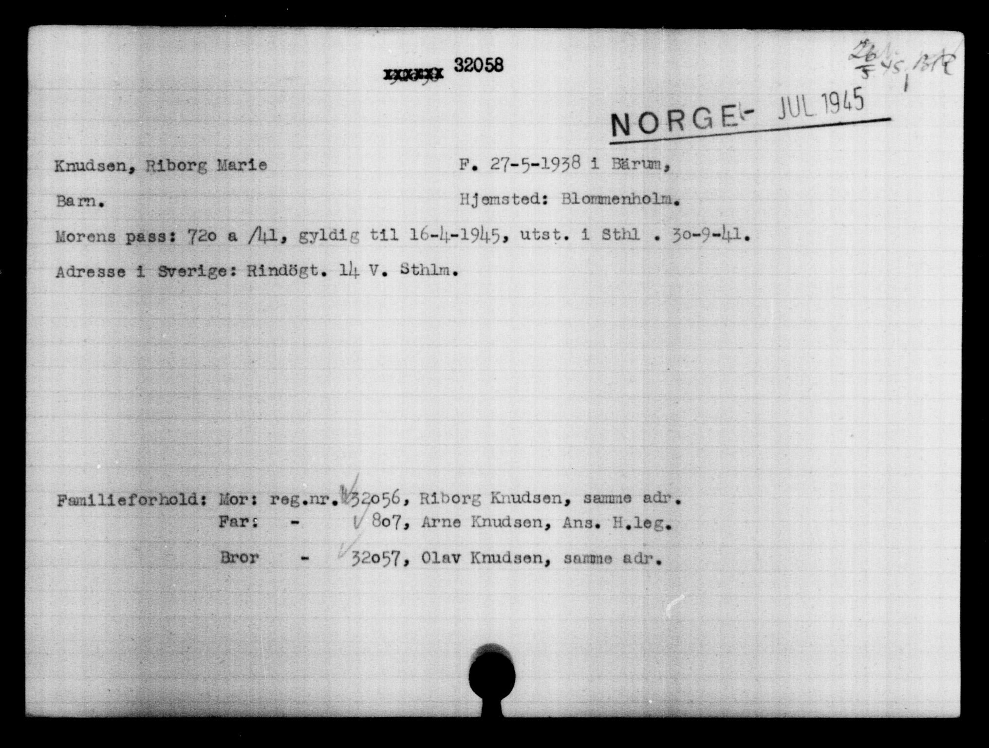 Utenriksstasjonene, Legasjonen i Stockholm, Flyktningkontoret, AV/RA-S-6753/V/Va/L0013: Kjesäterkartoteket, flyktninger med registreringsnr. 31500-34731, 1940-1945, s. 611