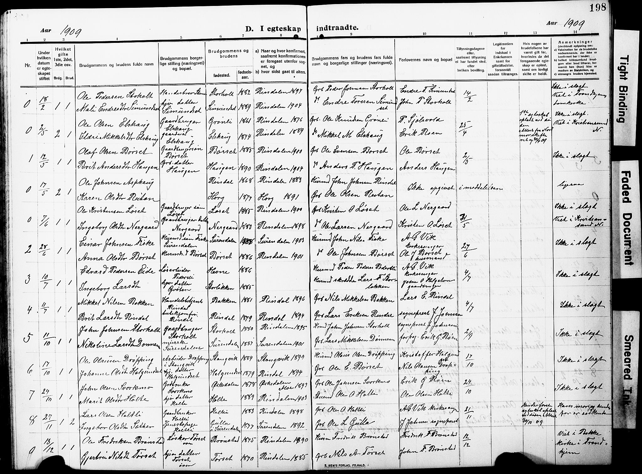 Ministerialprotokoller, klokkerbøker og fødselsregistre - Møre og Romsdal, AV/SAT-A-1454/598/L1079: Klokkerbok nr. 598C04, 1909-1927, s. 198