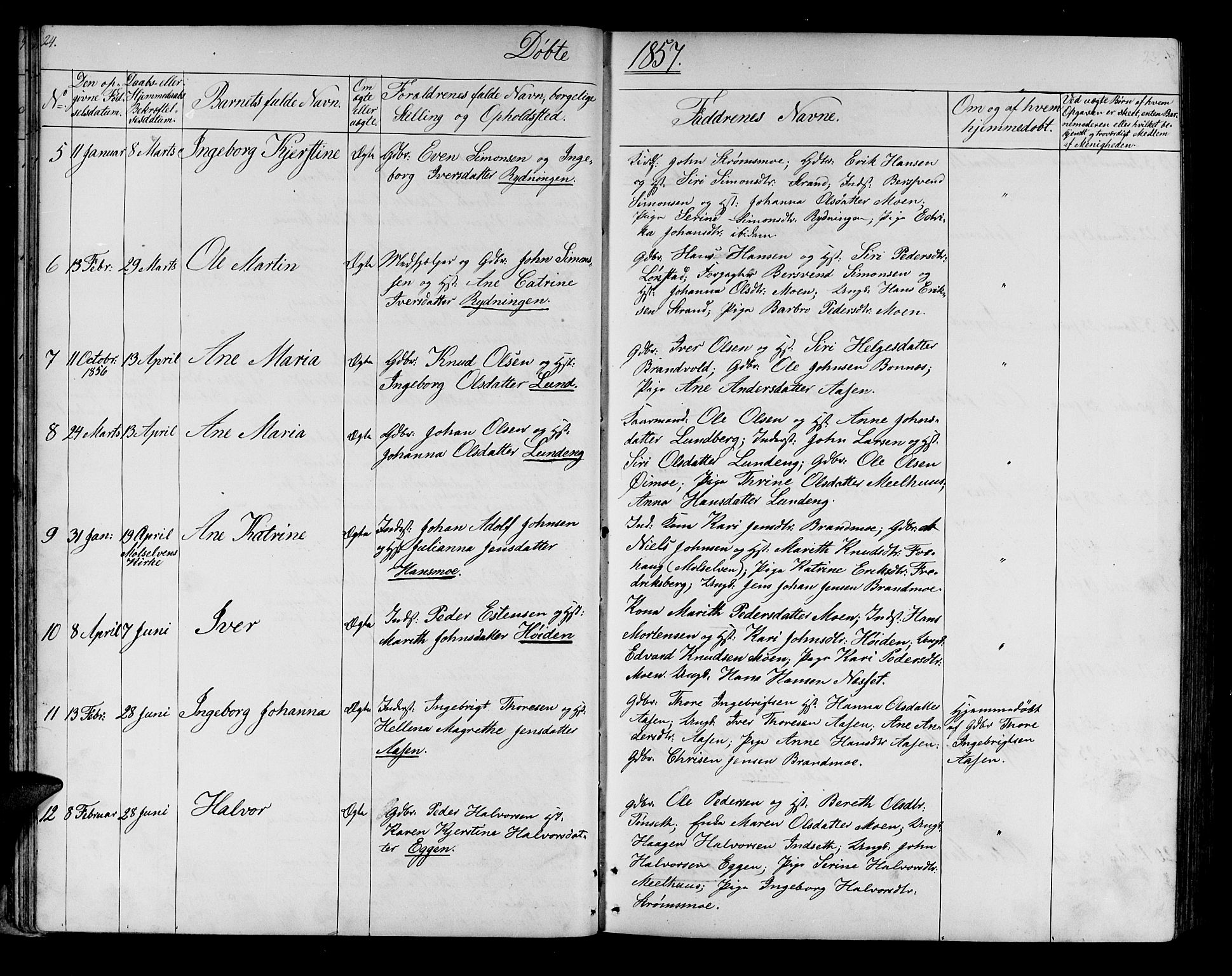 Målselv sokneprestembete, AV/SATØ-S-1311/G/Ga/Gab/L0006klokker: Klokkerbok nr. 6, 1850-1875, s. 24