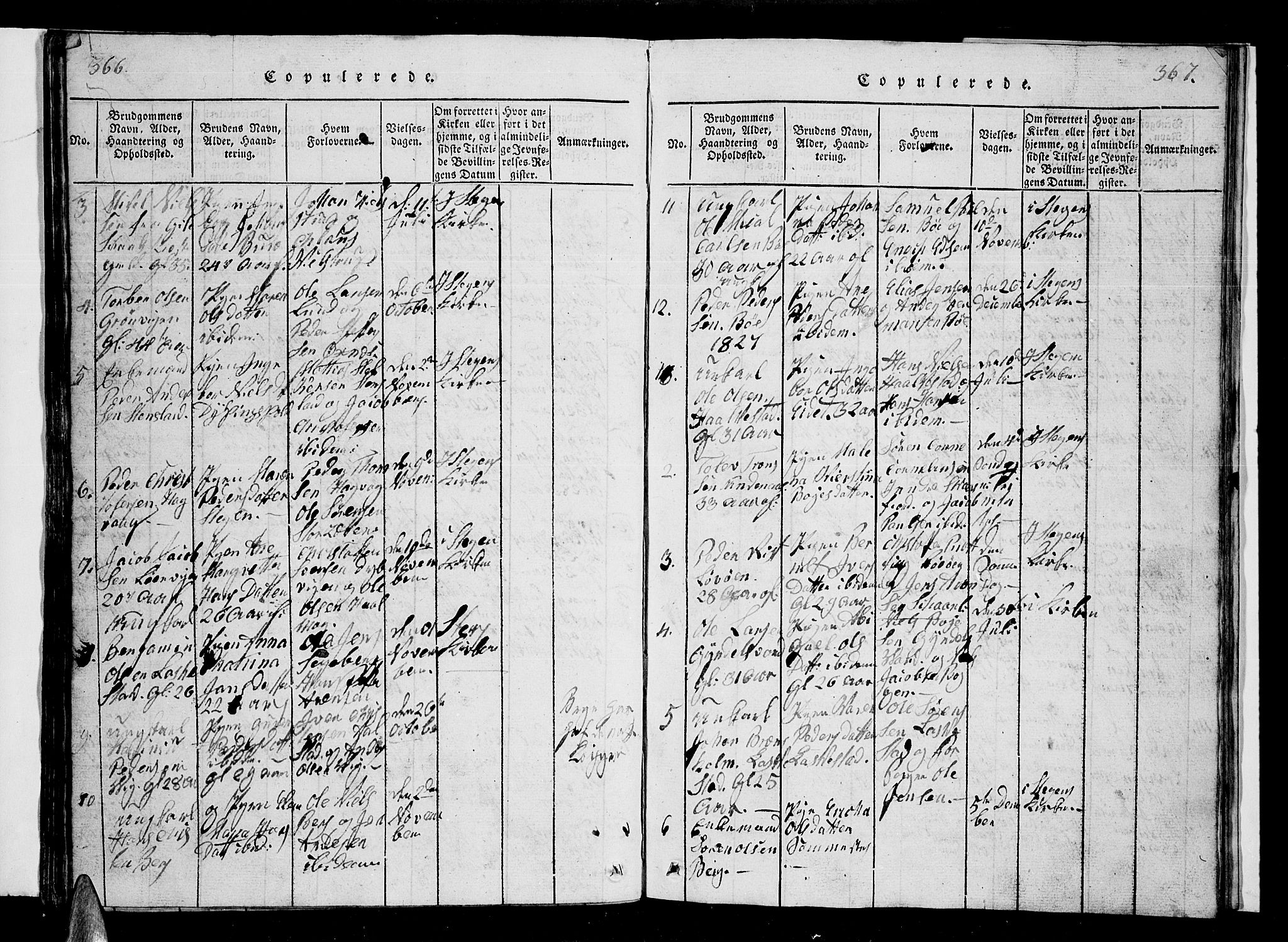 Ministerialprotokoller, klokkerbøker og fødselsregistre - Nordland, AV/SAT-A-1459/855/L0812: Klokkerbok nr. 855C01, 1821-1838, s. 366-367