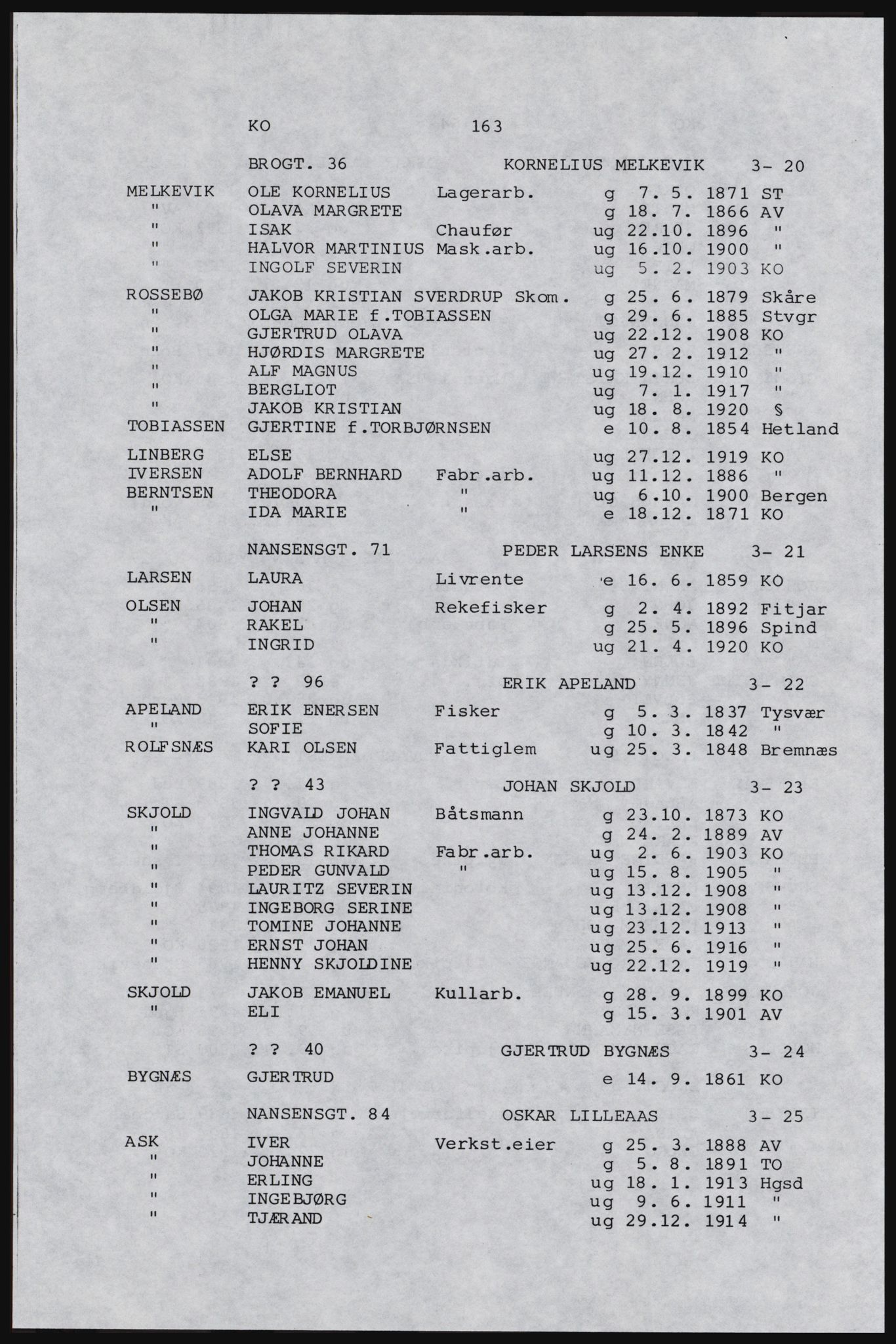 SAST, Avskrift av folketellingen 1920 for Karmøy, 1920, s. 179