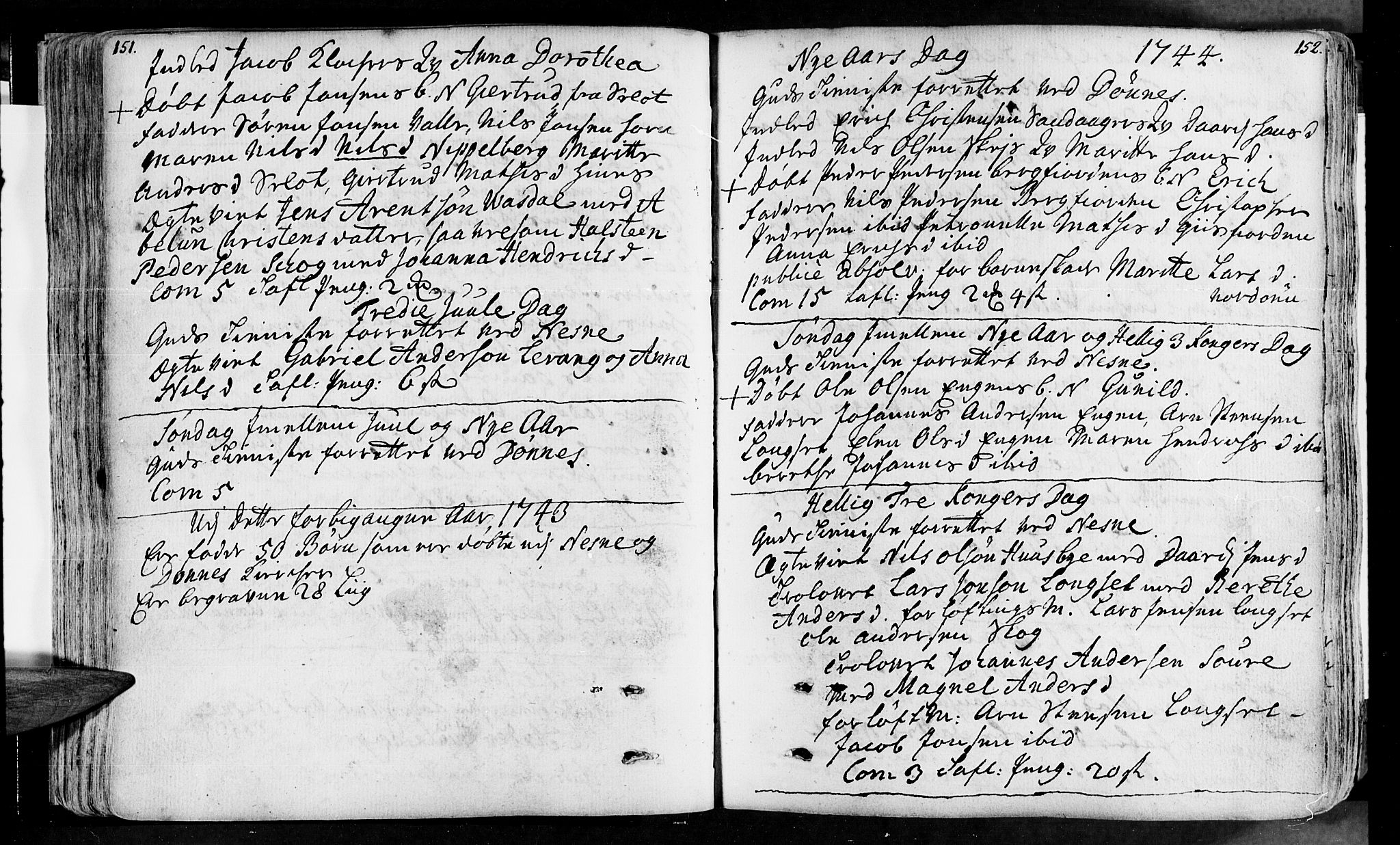 Ministerialprotokoller, klokkerbøker og fødselsregistre - Nordland, AV/SAT-A-1459/838/L0543: Ministerialbok nr. 838A02, 1738-1769, s. 151-152