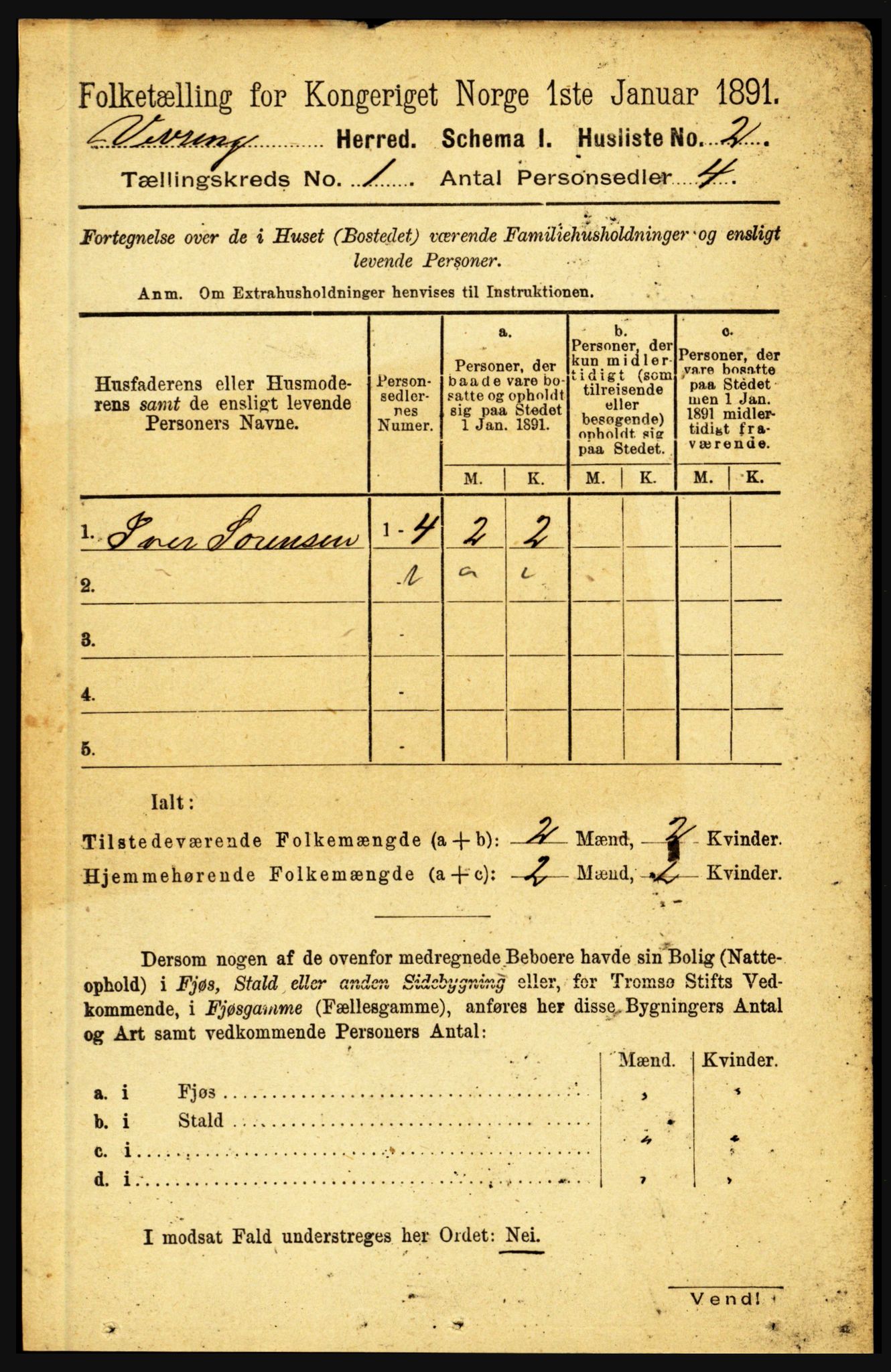 RA, Folketelling 1891 for 1434 Vevring herred, 1891, s. 15