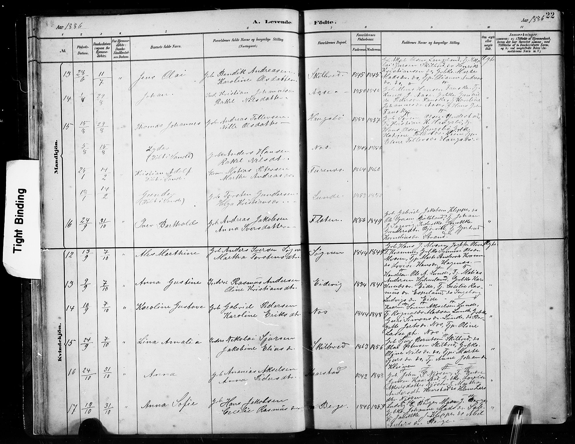 Gaular sokneprestembete, AV/SAB-A-80001/H/Hab: Klokkerbok nr. B 3, 1882-1913, s. 22