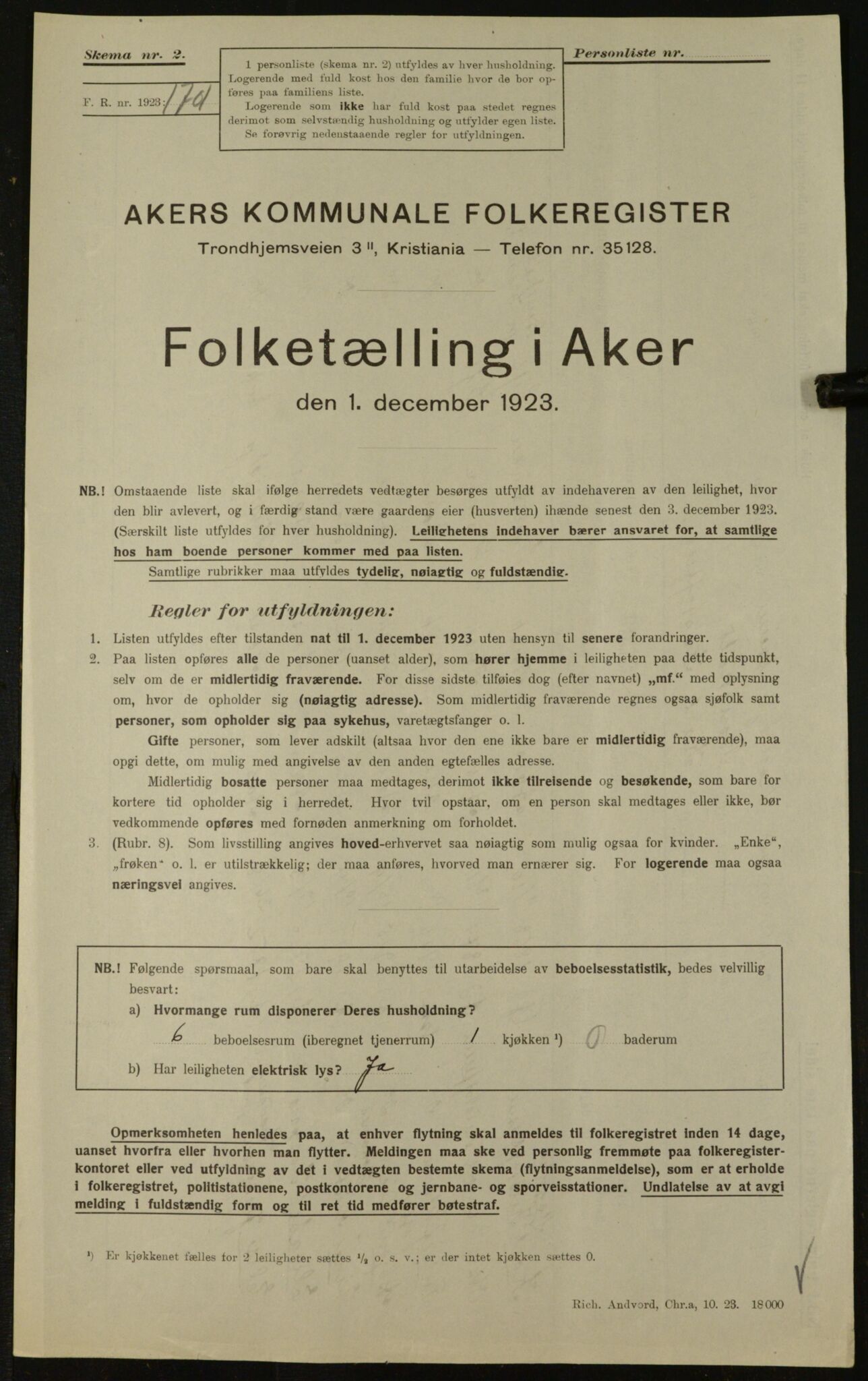 , Kommunal folketelling 1.12.1923 for Aker, 1923, s. 33316