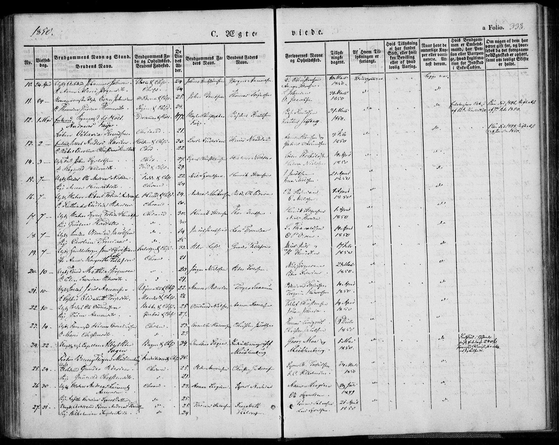 Kristiansand domprosti, AV/SAK-1112-0006/F/Fa/L0013: Ministerialbok nr. A 13, 1842-1851, s. 338