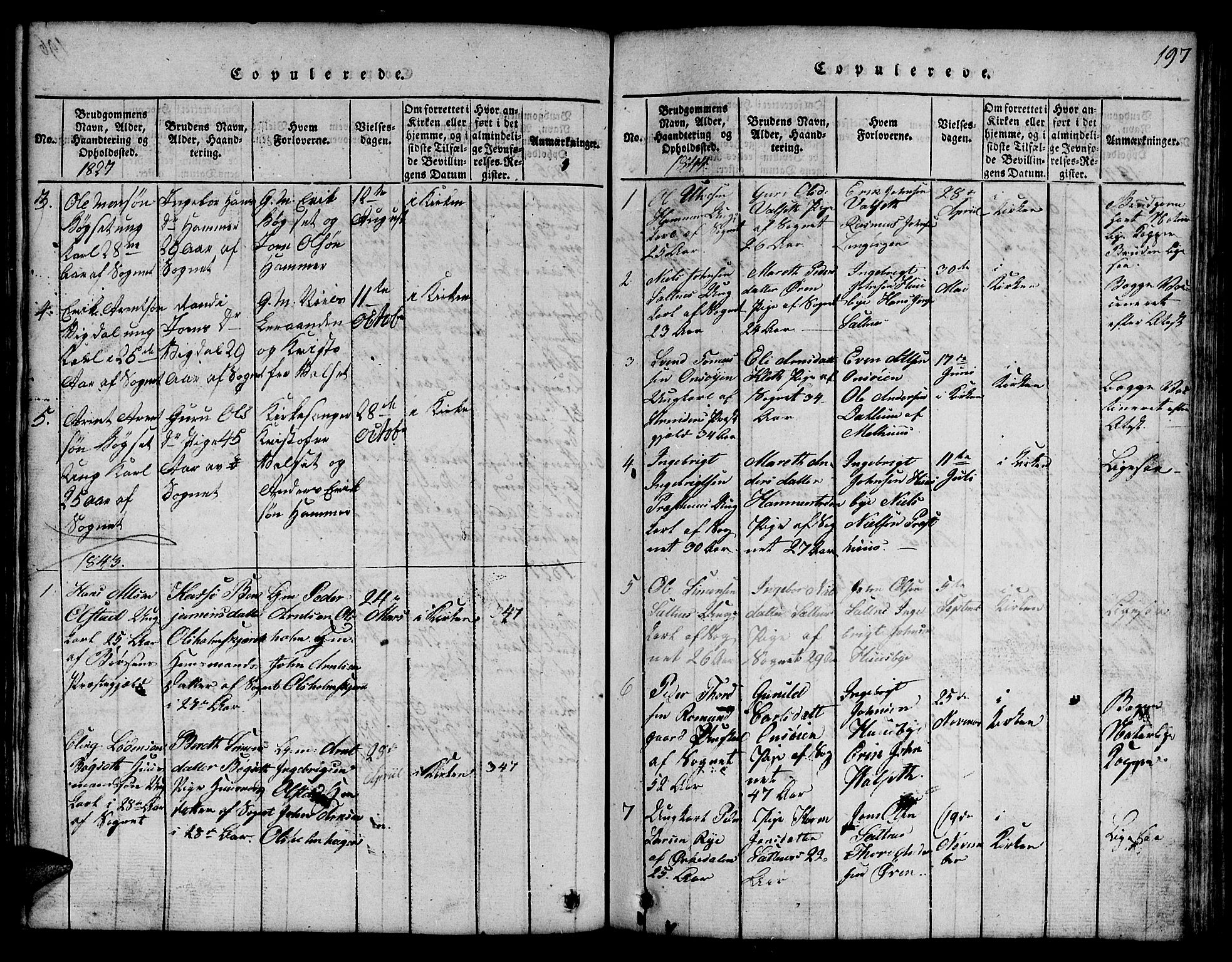 Ministerialprotokoller, klokkerbøker og fødselsregistre - Sør-Trøndelag, SAT/A-1456/666/L0788: Klokkerbok nr. 666C01, 1816-1847, s. 197