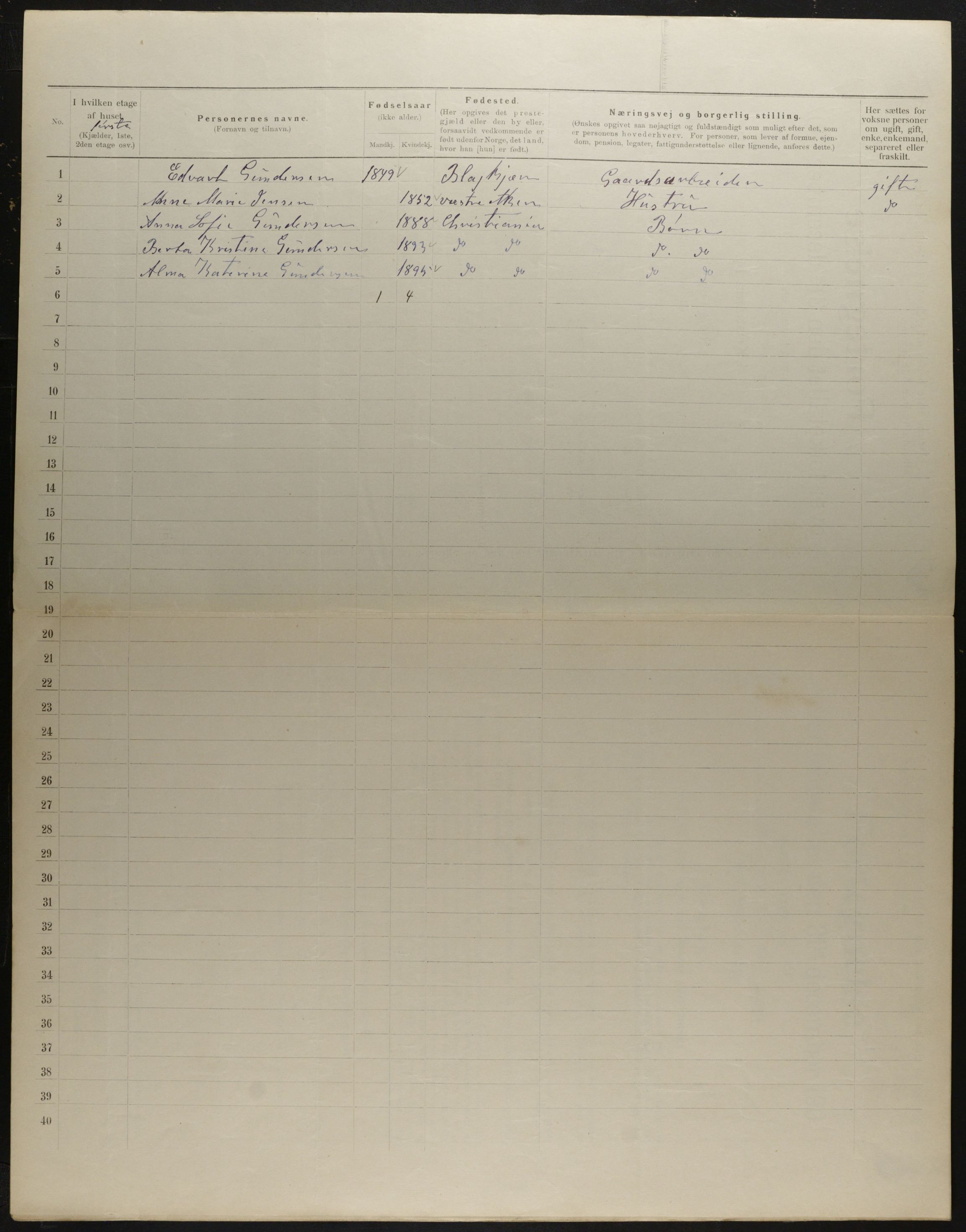 OBA, Kommunal folketelling 31.12.1901 for Kristiania kjøpstad, 1901, s. 4286