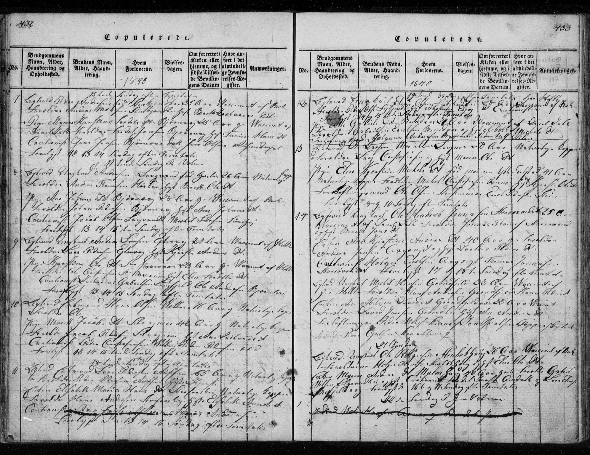 Ministerialprotokoller, klokkerbøker og fødselsregistre - Nordland, AV/SAT-A-1459/827/L0412: Klokkerbok nr. 827C01, 1820-1841, s. 432-433