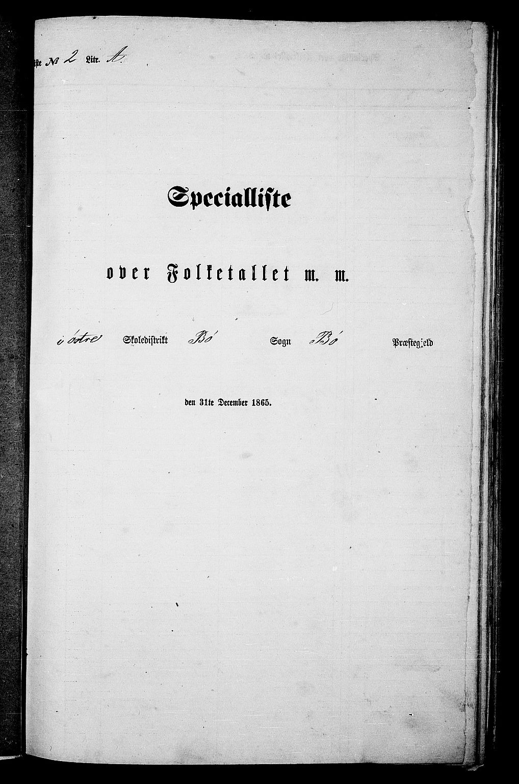 RA, Folketelling 1865 for 1867P Bø prestegjeld, 1865, s. 31