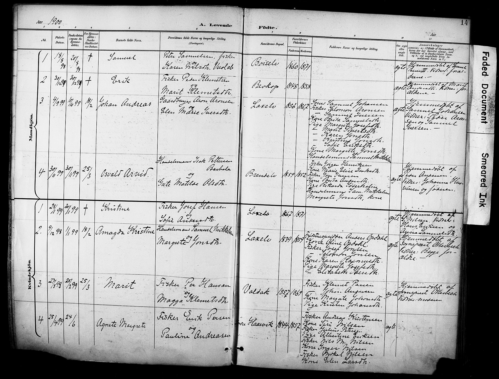 Kistrand/Porsanger sokneprestembete, AV/SATØ-S-1351/H/Ha/L0013.kirke: Ministerialbok nr. 13, 1899-1907, s. 14