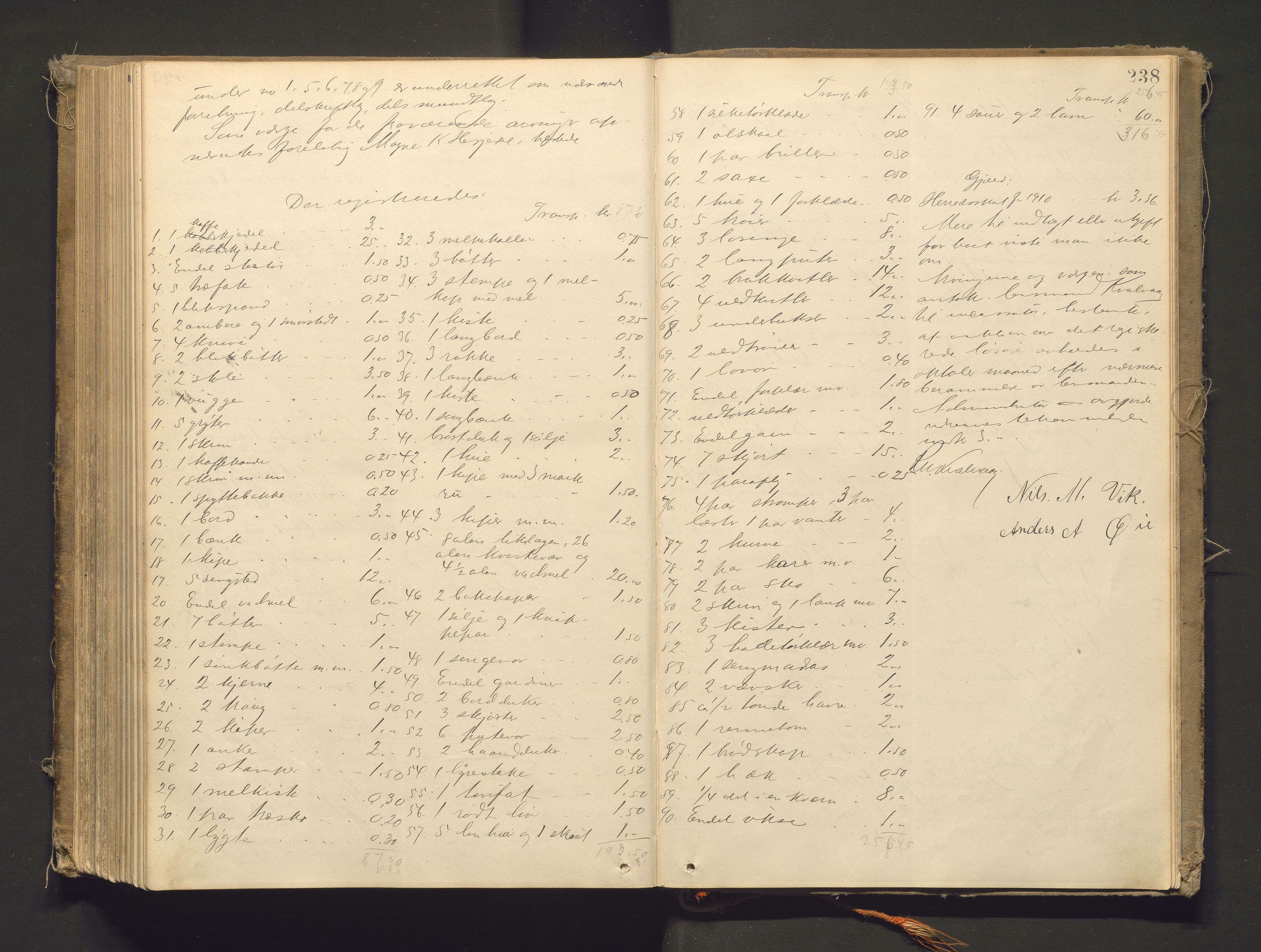 Lensmannen i Bruvik, AV/SAB-A-31301/0006/L0003: Registreringsprotokoll, 1884-1911, s. 237b-238a