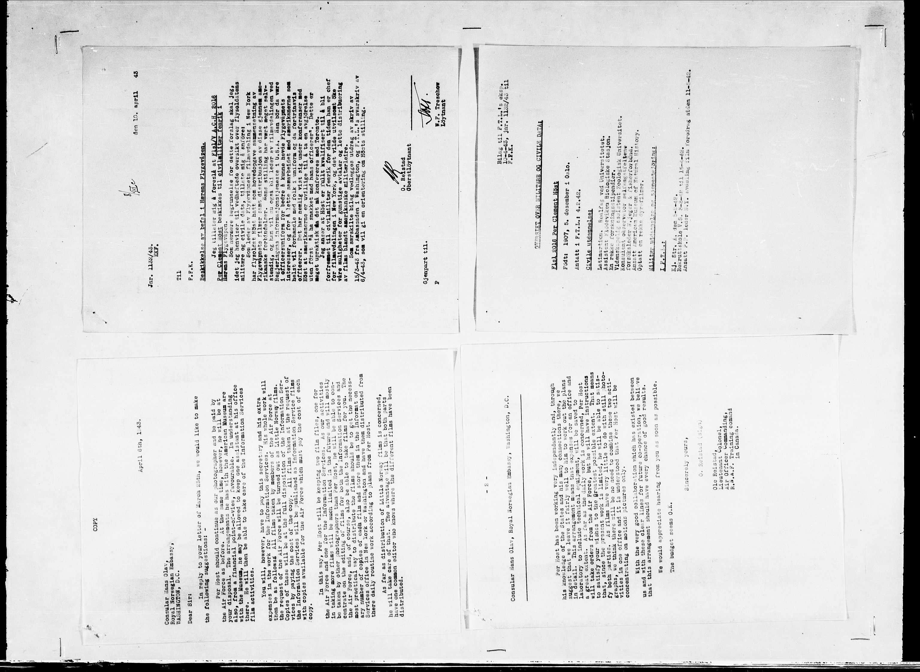 Forsvaret, Flyvåpnenes treningsleir 1940-1945, AV/RA-RAFA-3974/V/L0038: Ekspedisjonskontoret. 8. Personellkontoret, 1940-1945
