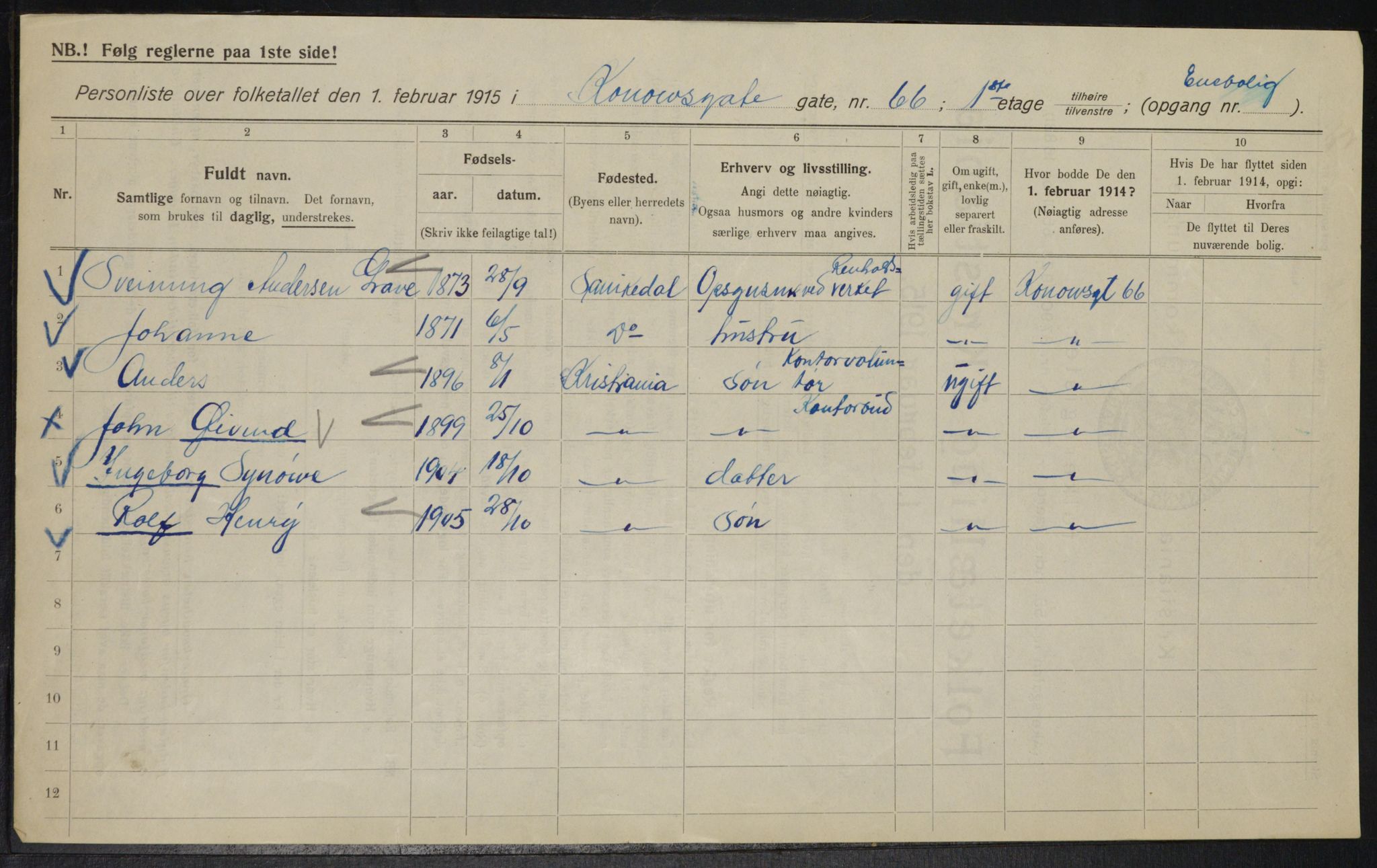 OBA, Kommunal folketelling 1.2.1915 for Kristiania, 1915, s. 52929