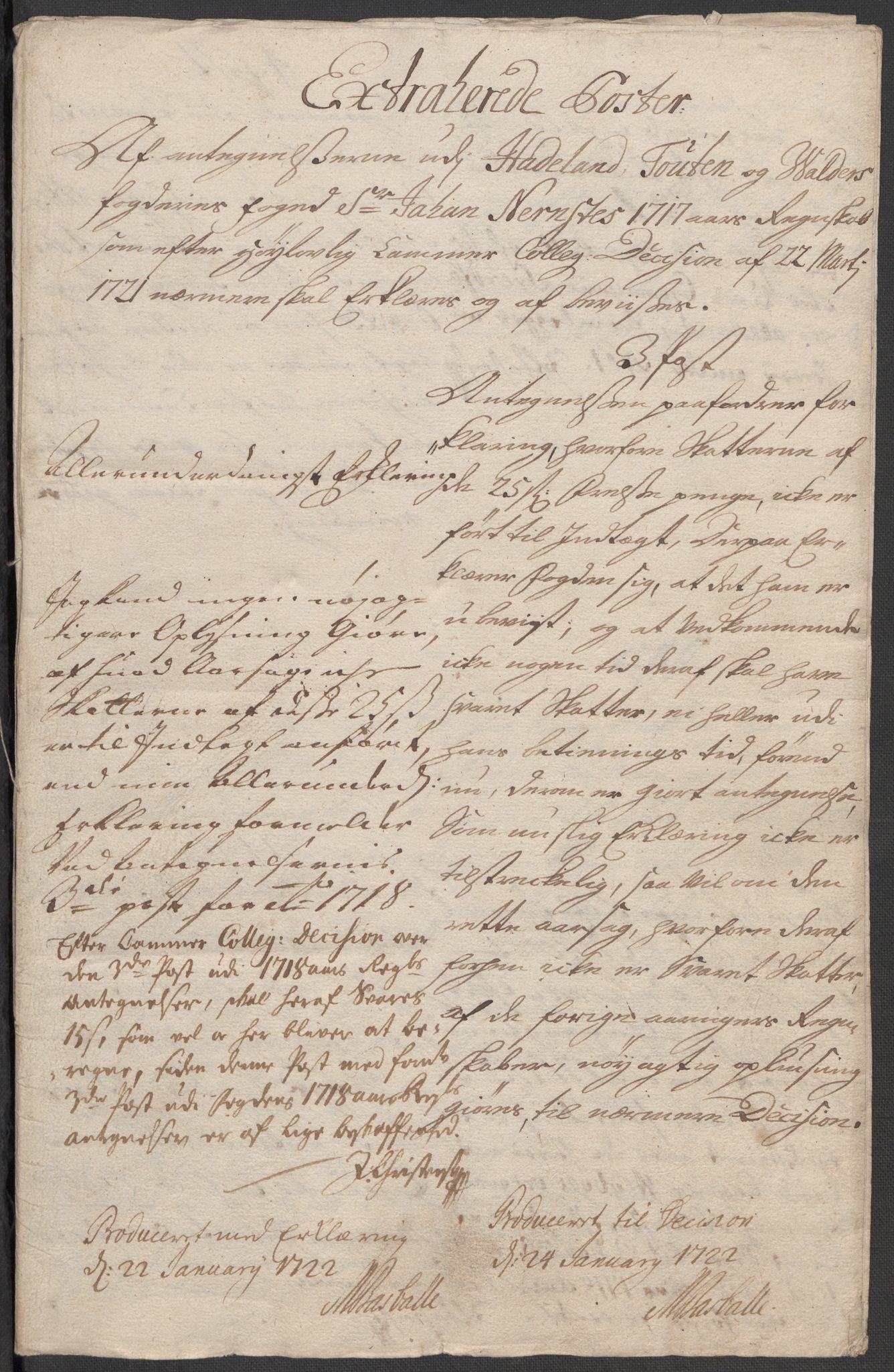 Rentekammeret inntil 1814, Reviderte regnskaper, Fogderegnskap, AV/RA-EA-4092/R18/L1318: Fogderegnskap Hadeland, Toten og Valdres, 1717, s. 316