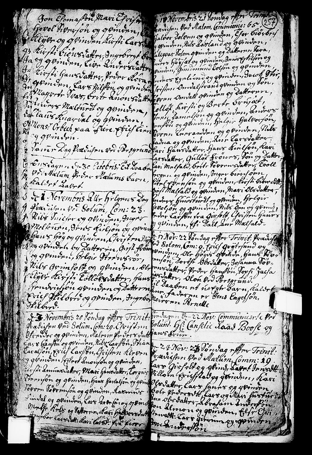 Solum kirkebøker, AV/SAKO-A-306/F/Fa/L0001: Ministerialbok nr. I 1, 1701-1716, s. 257