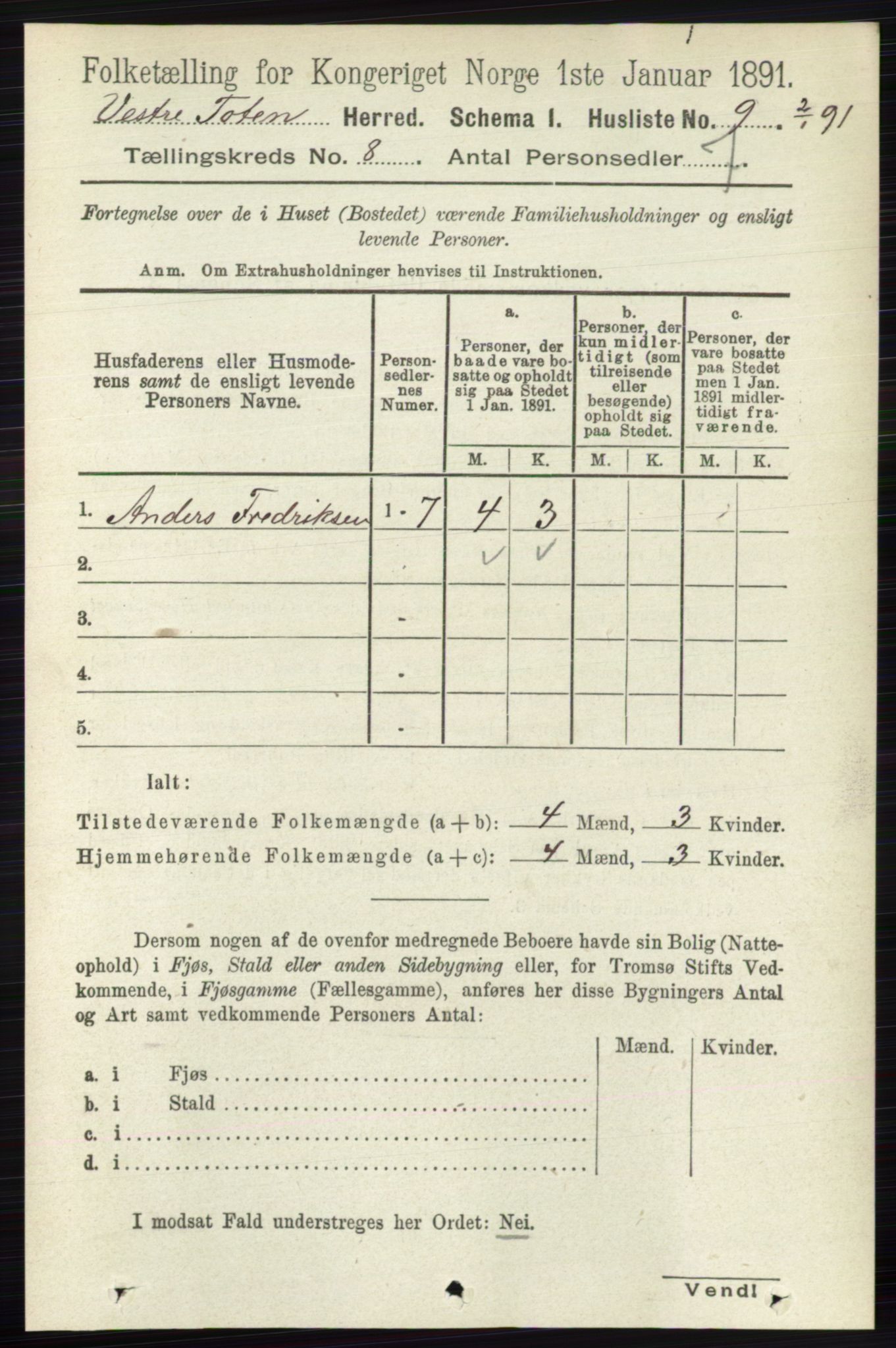 RA, Folketelling 1891 for 0529 Vestre Toten herred, 1891, s. 4923