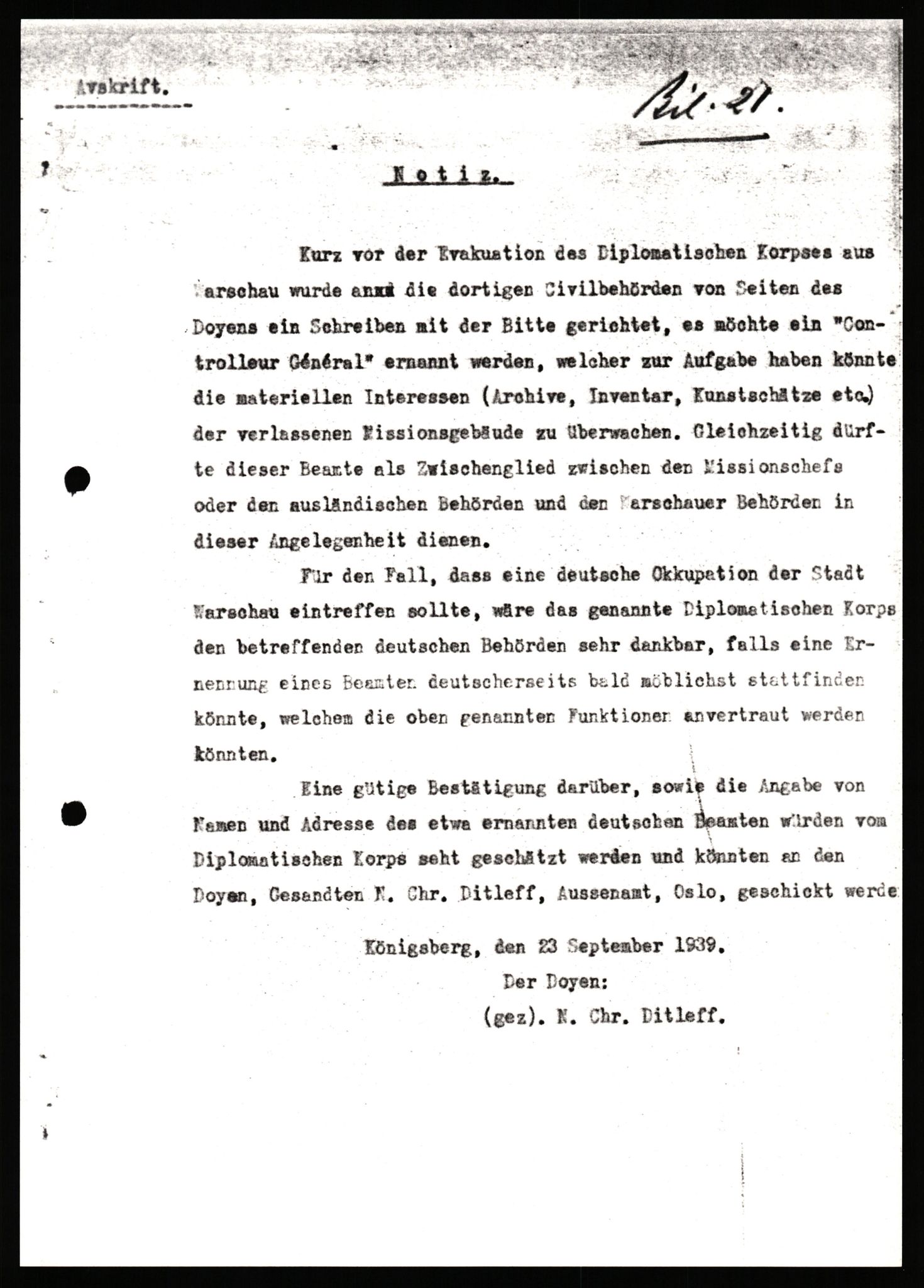 Ditleff, Nils Christian, AV/RA-PA-1486/F/L0002: Yrkesmessige saker, 1939-1955, s. 129