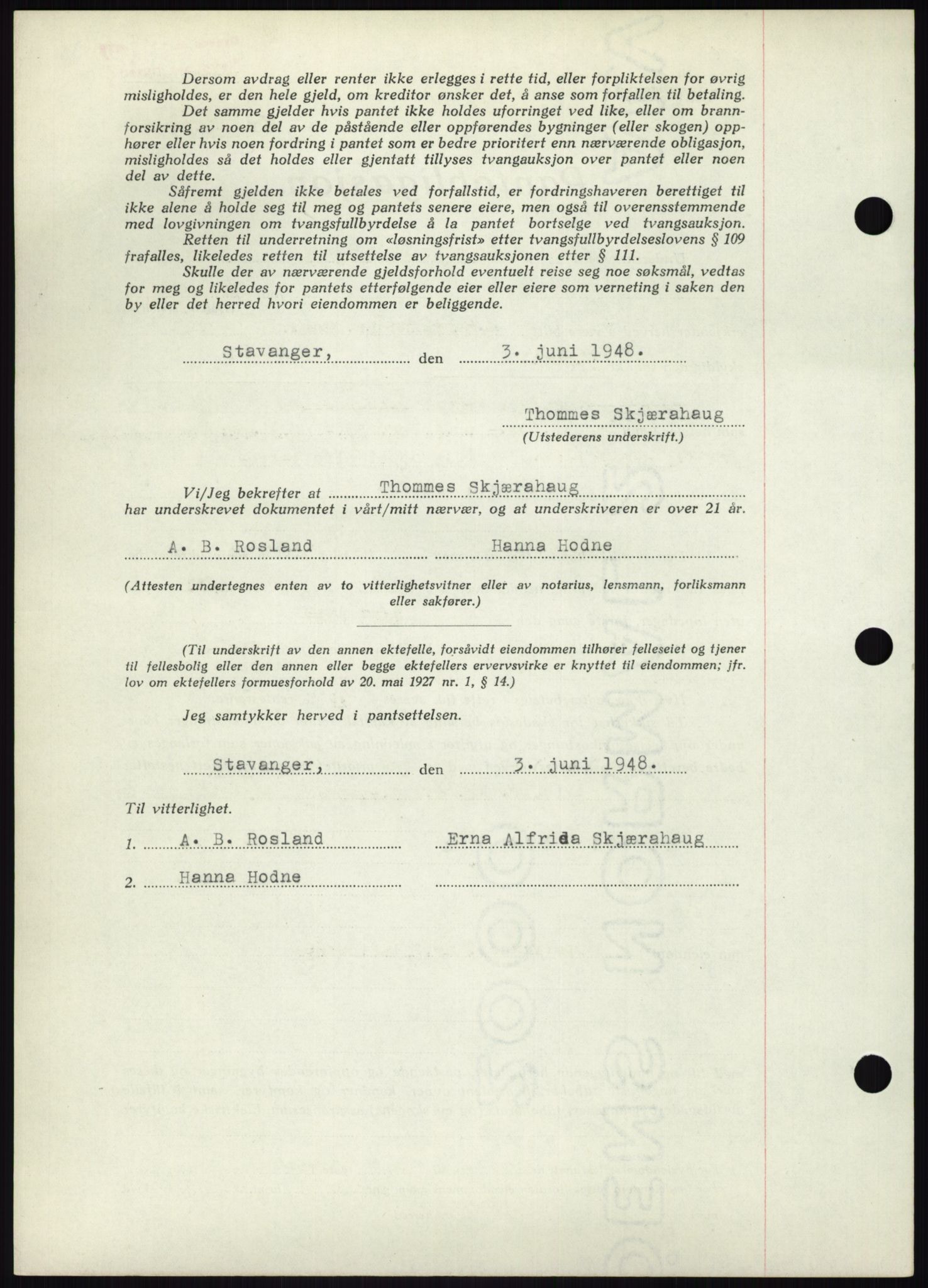 Stavanger byrett, SAST/A-100455/002/G/Gb/L0032: Pantebok, 1947-1950, Dagboknr: 1263/1948