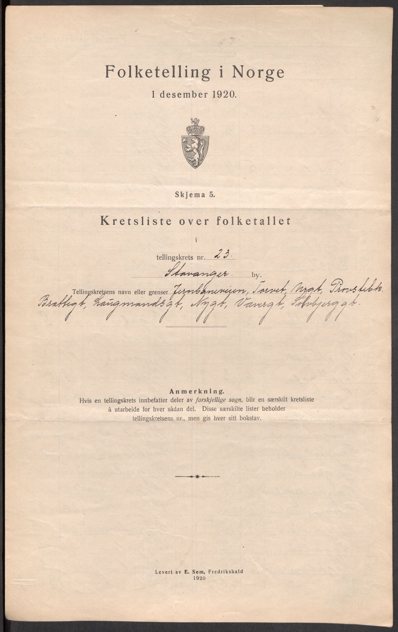 SAST, Folketelling 1920 for 1103 Stavanger kjøpstad, 1920, s. 73