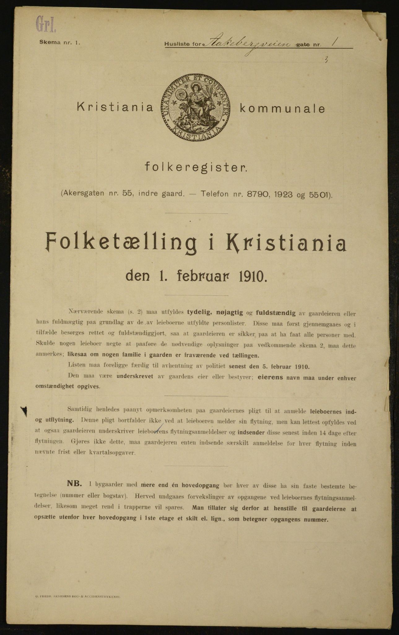 OBA, Kommunal folketelling 1.2.1910 for Kristiania, 1910, s. 123545