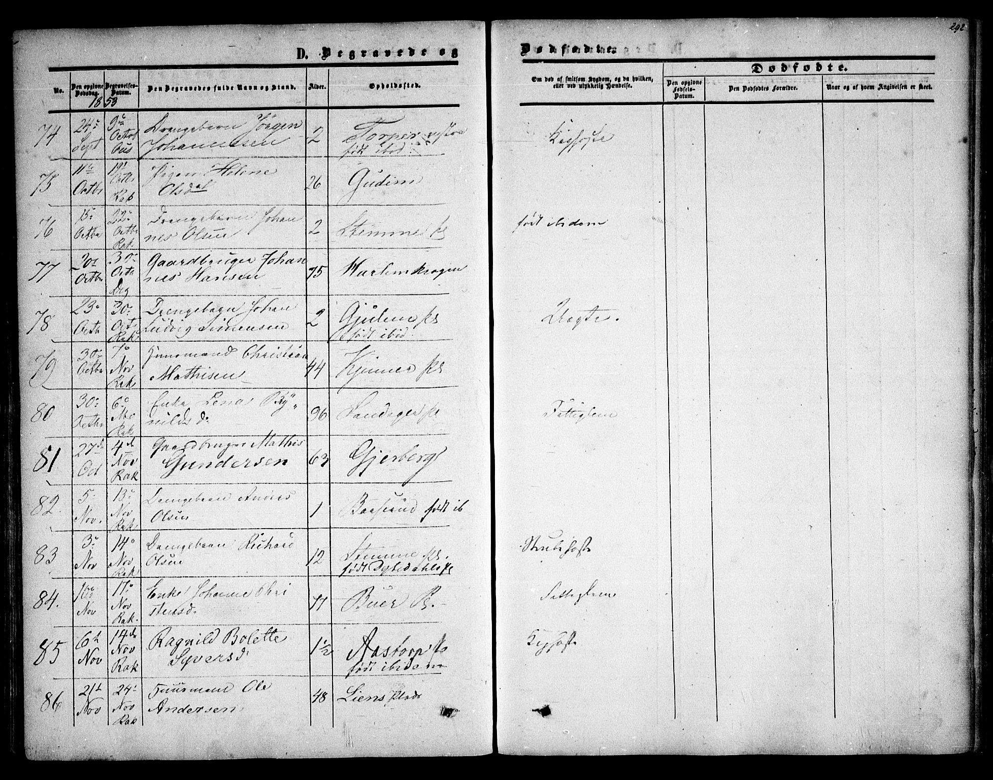 Rakkestad prestekontor Kirkebøker, AV/SAO-A-2008/F/Fa/L0009: Ministerialbok nr. I 9, 1850-1856, s. 292