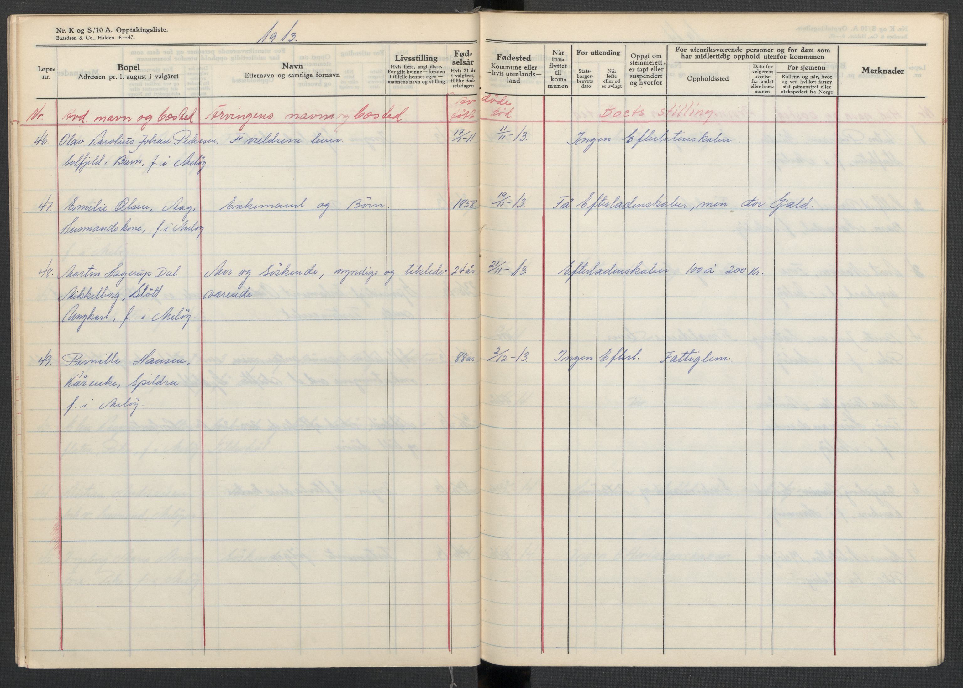 Meløy lensmannskontor, SAT/A-5701/1/02/L0001: 2.01.01 - Dødsfallsprotokoll, 1911-1917