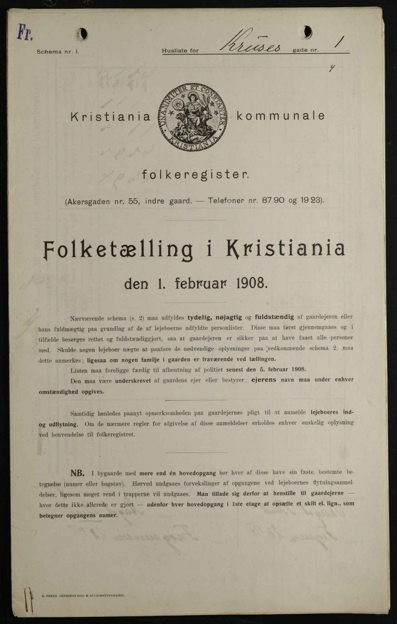 OBA, Kommunal folketelling 1.2.1908 for Kristiania kjøpstad, 1908, s. 49270