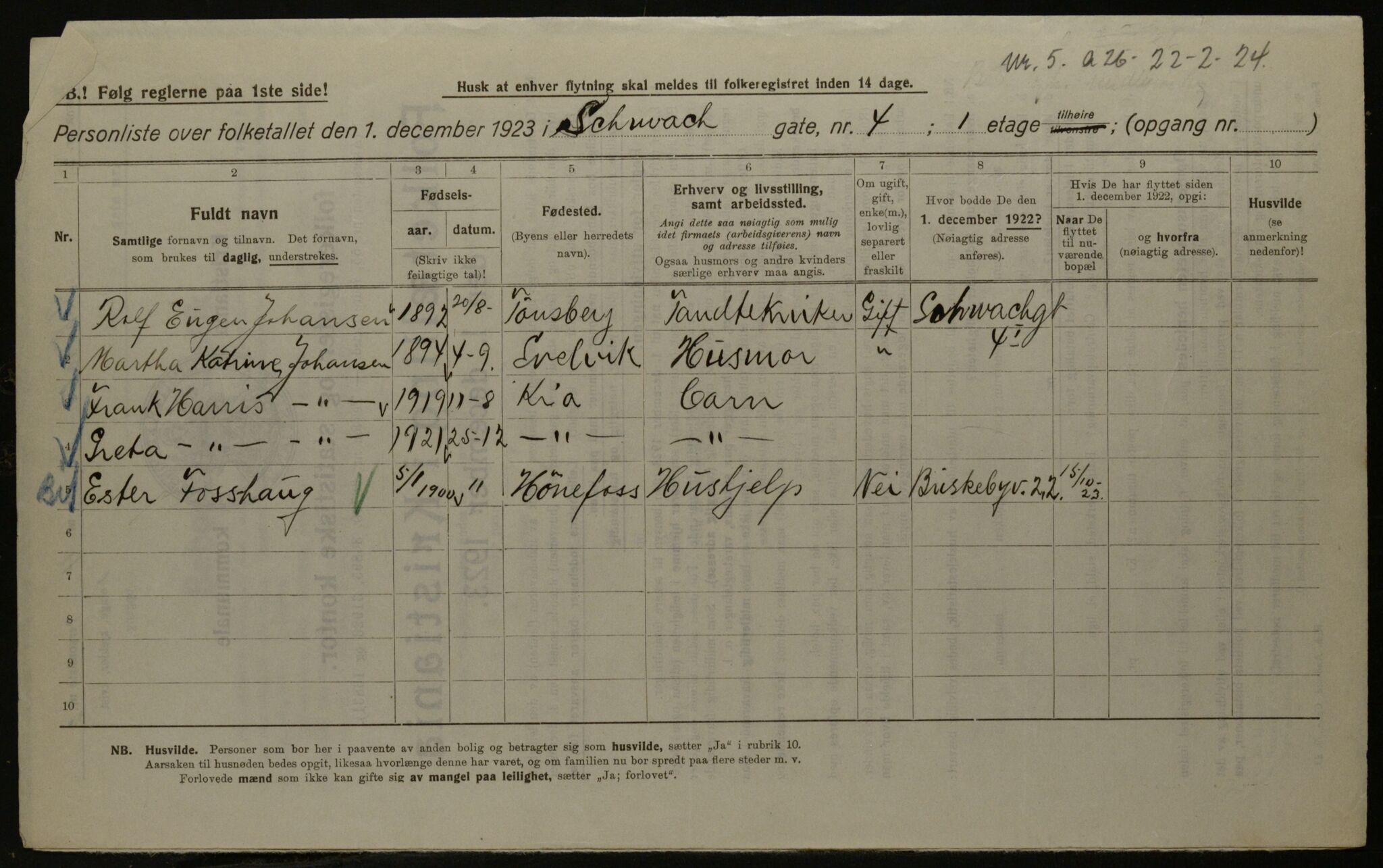 OBA, Kommunal folketelling 1.12.1923 for Kristiania, 1923, s. 100751