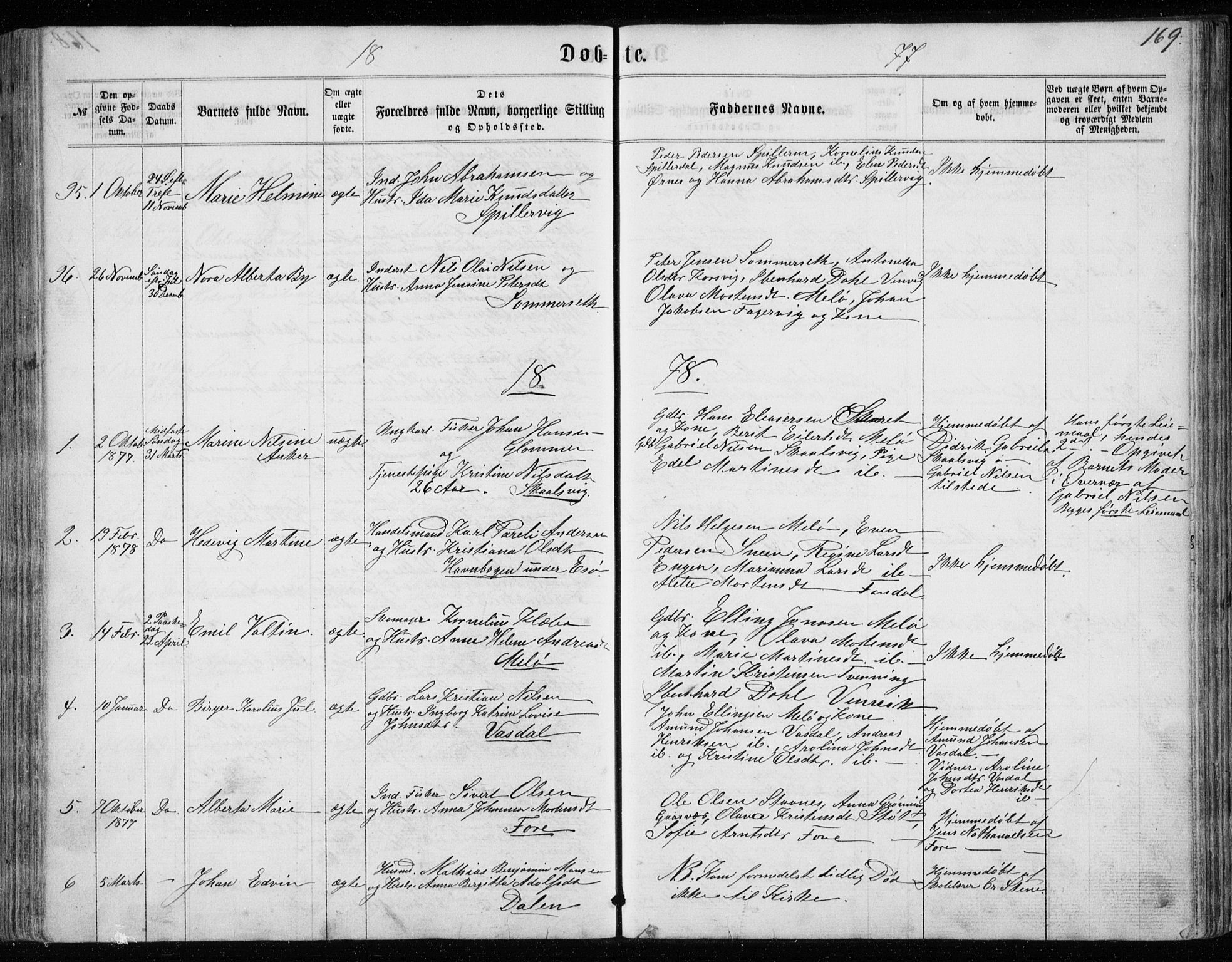 Ministerialprotokoller, klokkerbøker og fødselsregistre - Nordland, SAT/A-1459/843/L0634: Klokkerbok nr. 843C03, 1860-1884, s. 169