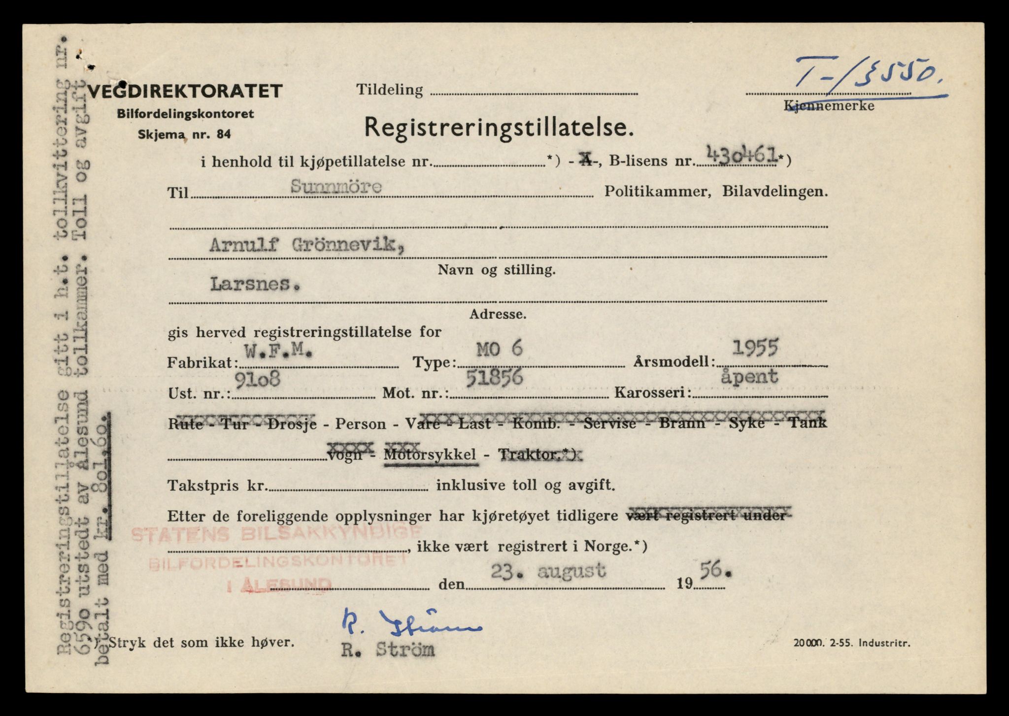 Møre og Romsdal vegkontor - Ålesund trafikkstasjon, AV/SAT-A-4099/F/Fe/L0040: Registreringskort for kjøretøy T 13531 - T 13709, 1927-1998, s. 401