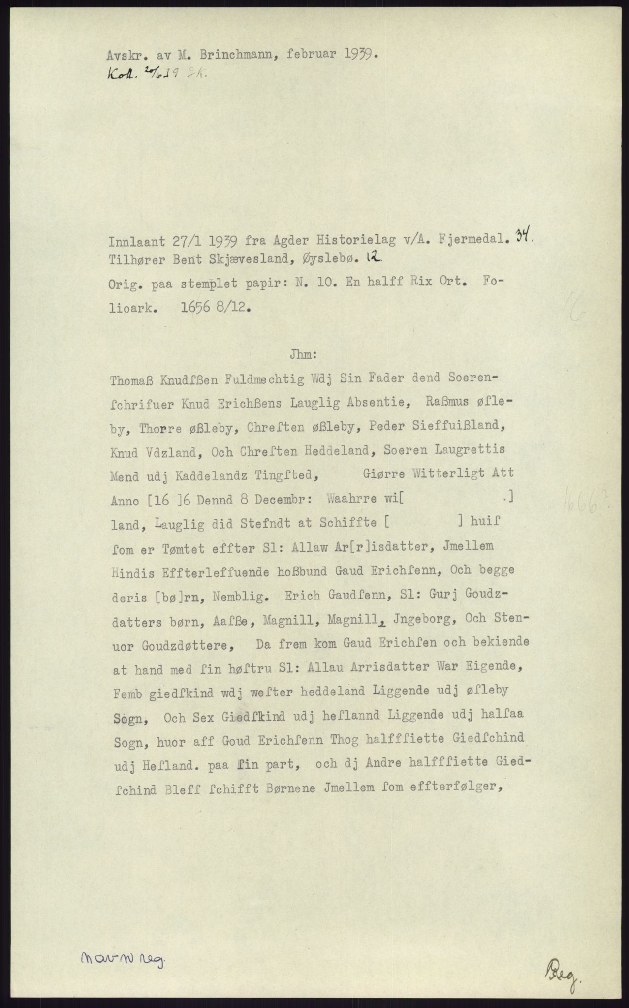 Samlinger til kildeutgivelse, Diplomavskriftsamlingen, AV/RA-EA-4053/H/Ha, s. 2819