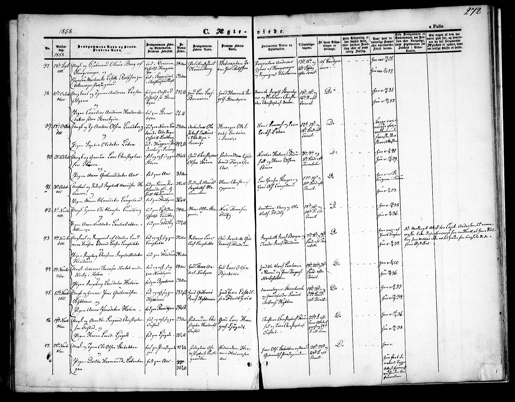 Ullensaker prestekontor Kirkebøker, AV/SAO-A-10236a/F/Fa/L0015.a: Ministerialbok nr. I 15A, 1851-1862, s. 272