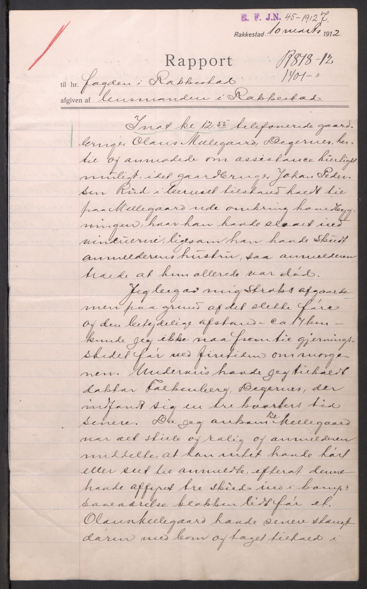 Botsfengslet, AV/RA-S-1539/D/Dn/L0351/0041: Domsakter nr. 625n - 673n / Domsakt nr. 665n - Johan Pedersen Rud, f. 13.1.1864, 1912-1913, s. 17